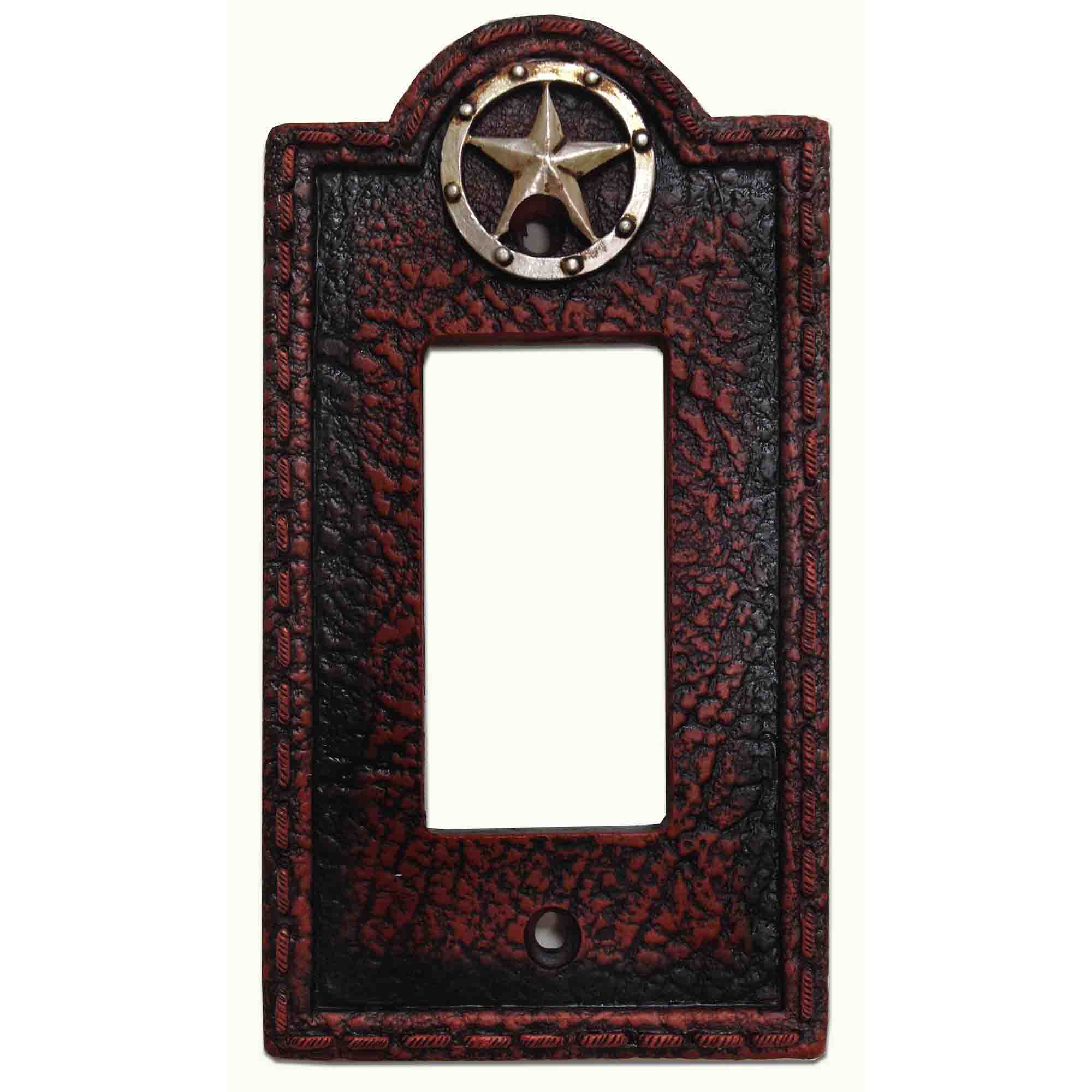 Leather Grain Switch Plate - 5" x 3.5" Leather Grain Single Rocker Wall Switch Plate 4 Per Carton - Brown