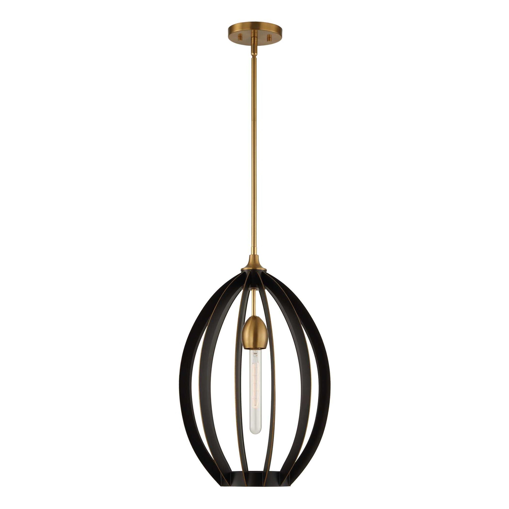 Darby - 1 Light Architectural Oval Pendant - Bronze / Black