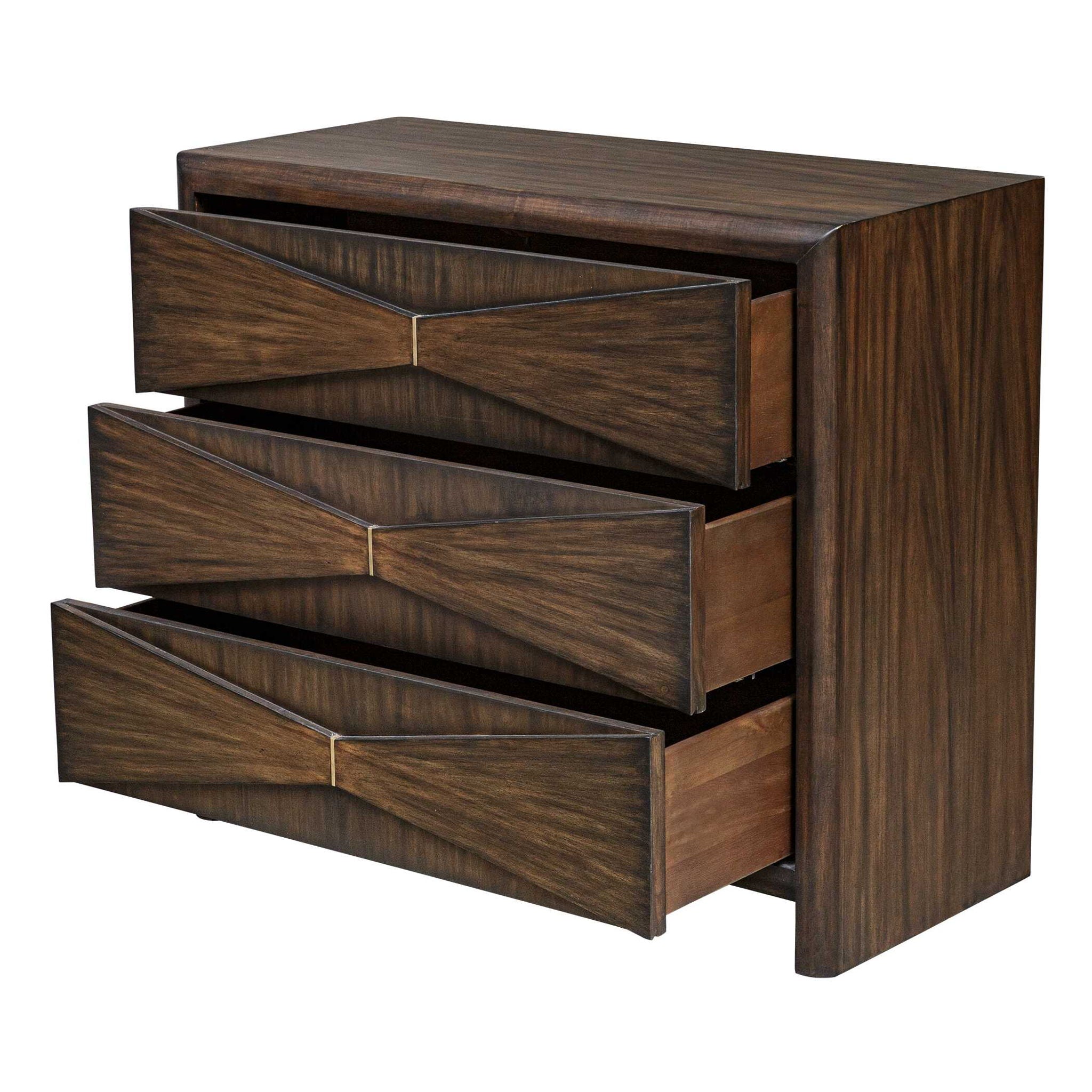 Bowtie - 3 Drawer Mid-Century Chest - Dark Brown
