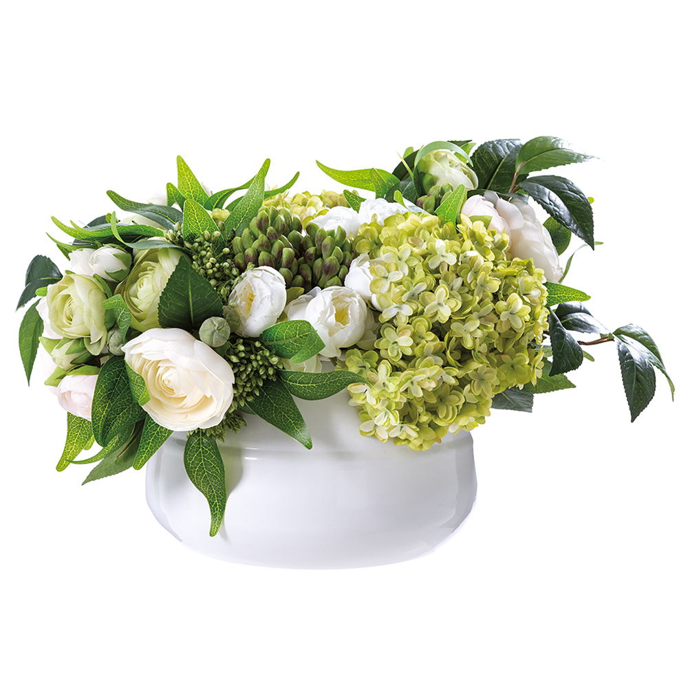 Ranun/Hydr/ Bud In Metal Planter Cream Peach