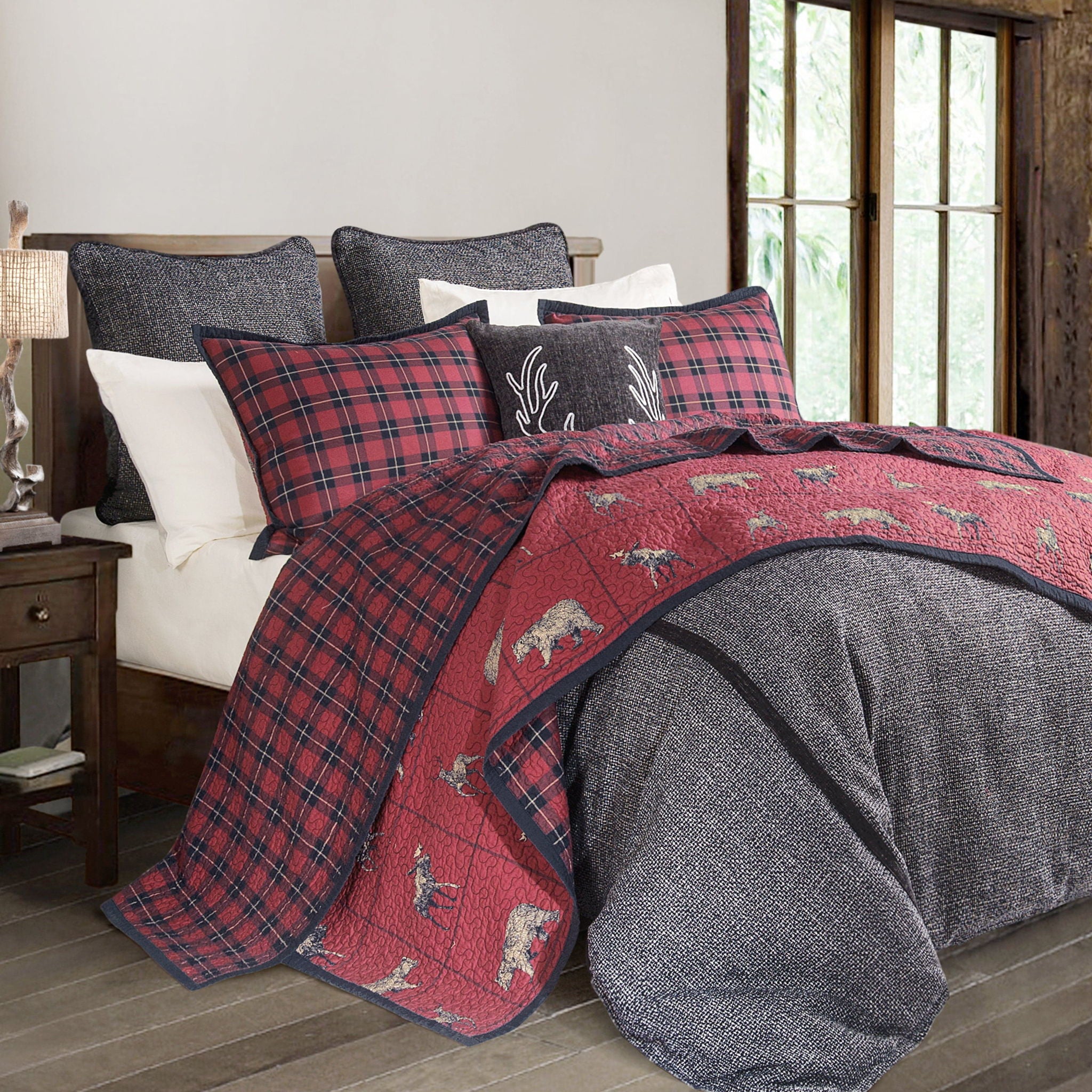 Hamilton - Queen Tweed Comforter Set (Set of 4) - Gray