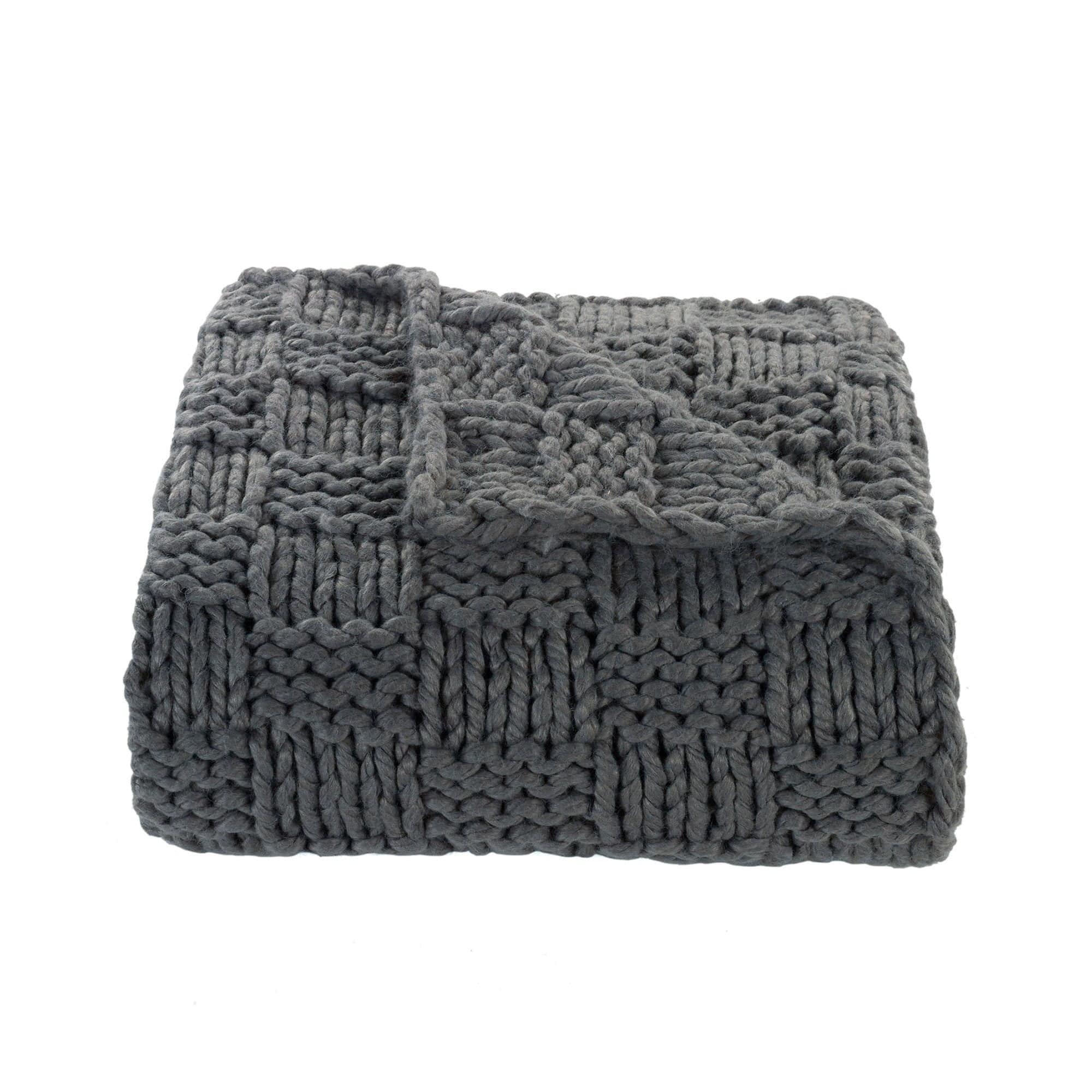 Chess Knit - Throw - Slate