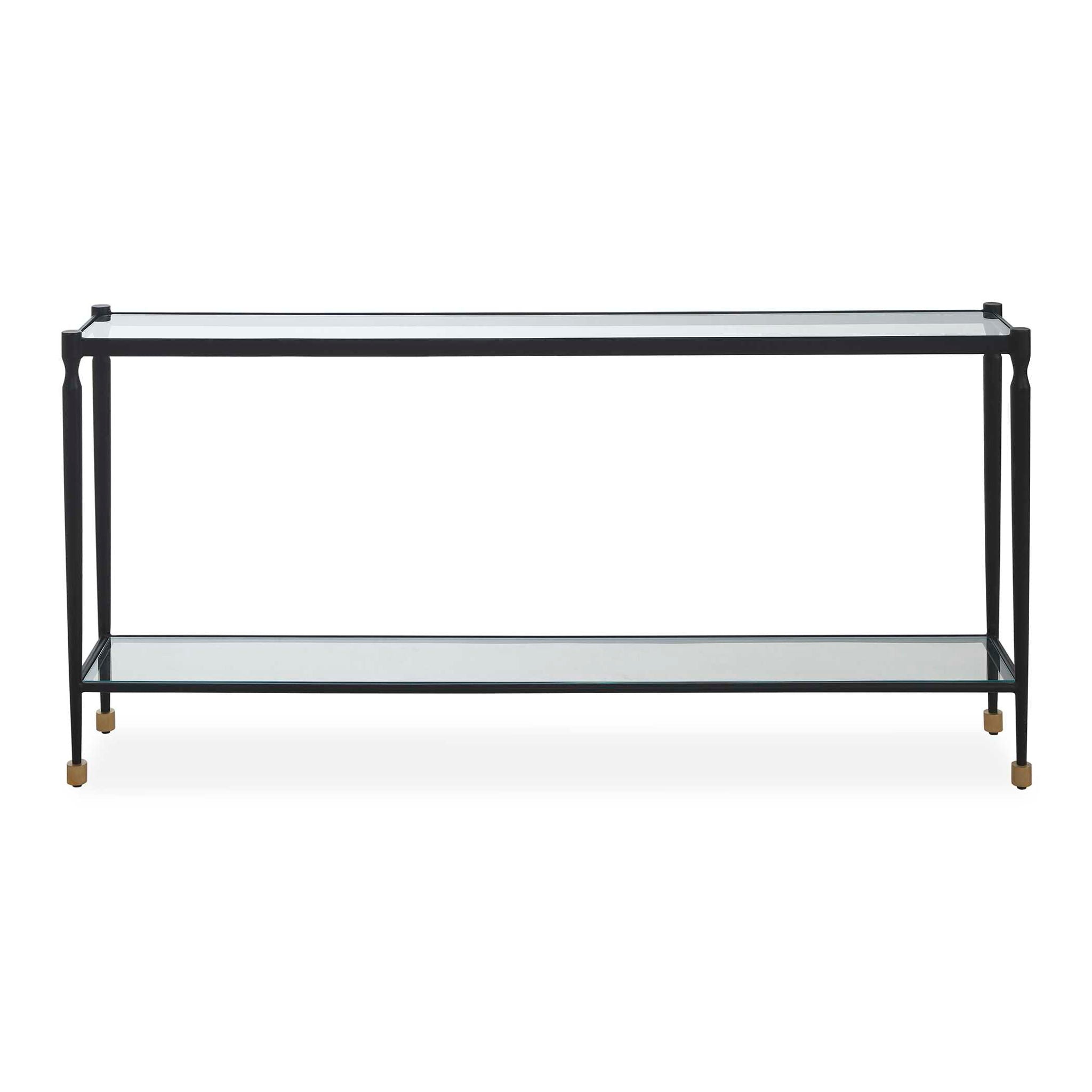 Javana - Glass / Iron Console Table - Brass,Bronze