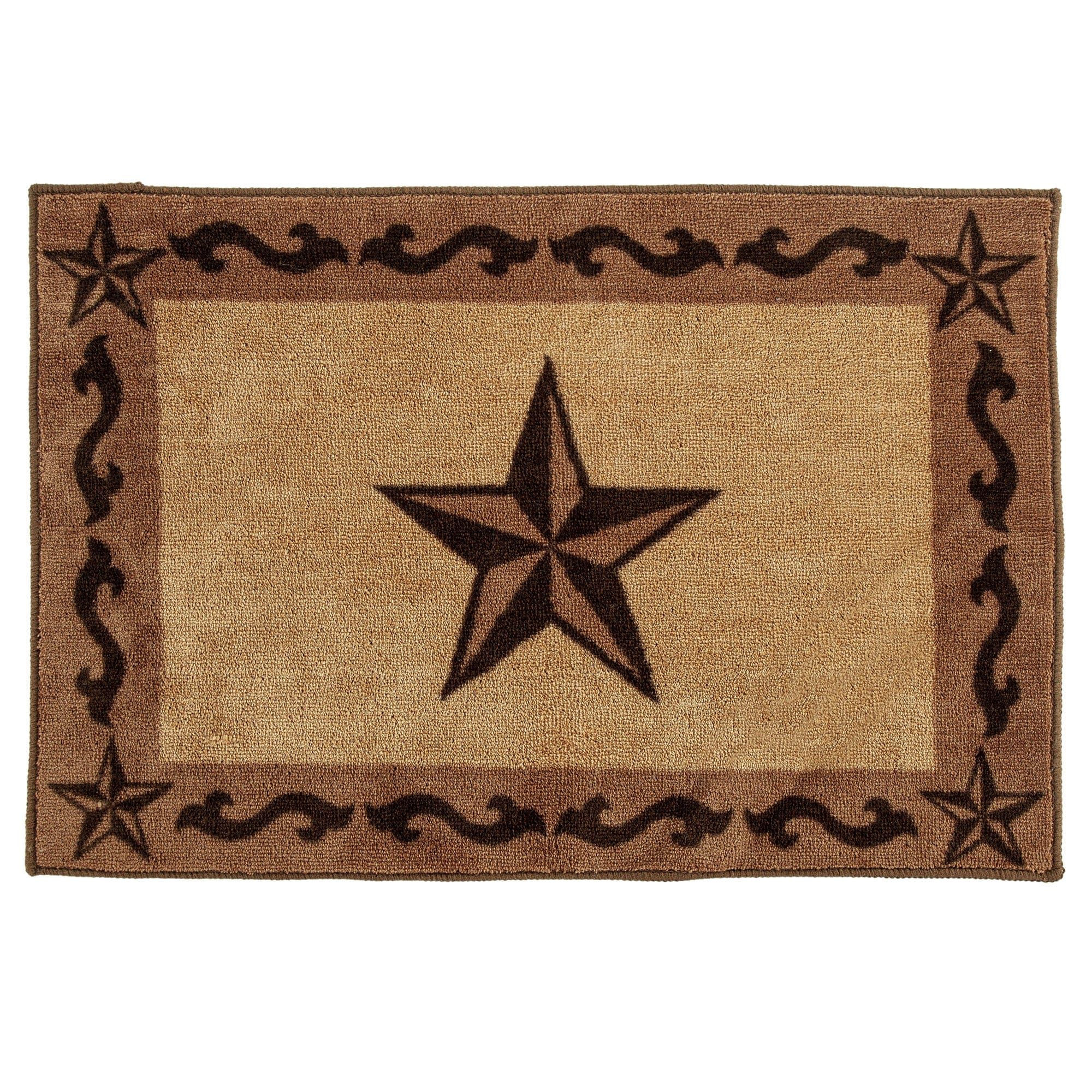 Rustic Star - Star Scroll Motif Rug 2 Per Carton - Brown / Chocolate