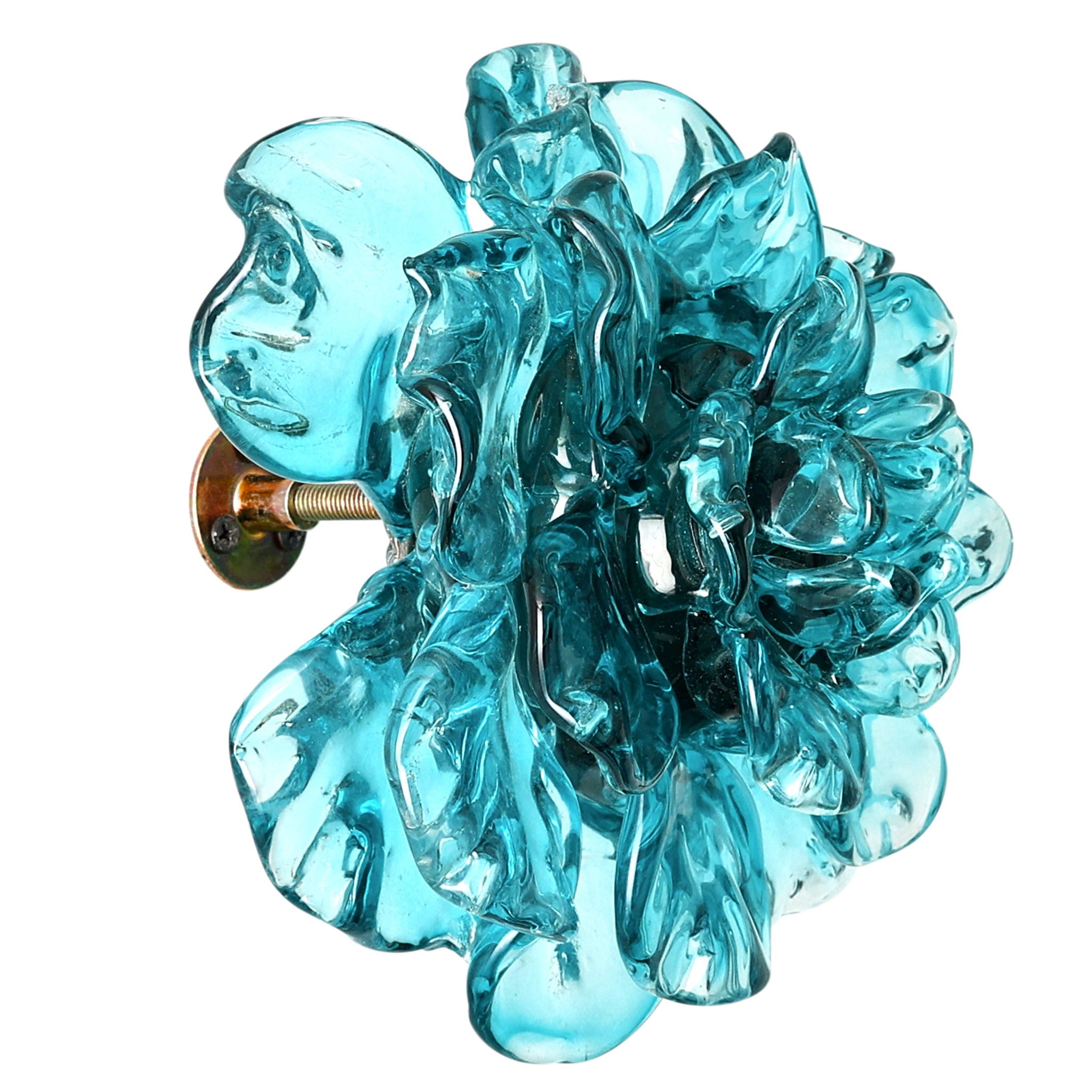 Teal Glass Flower Wall Art