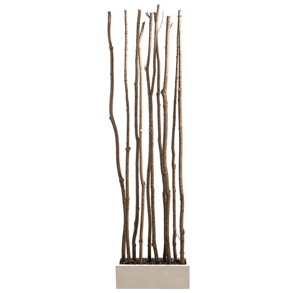 Grey Maple Pole Divider in White Polyresin Planter Grey White