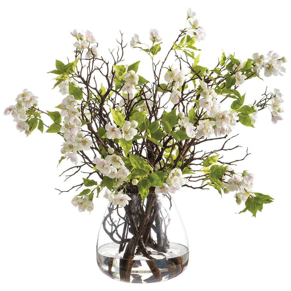 Blossoms in Glass Vase White Pink