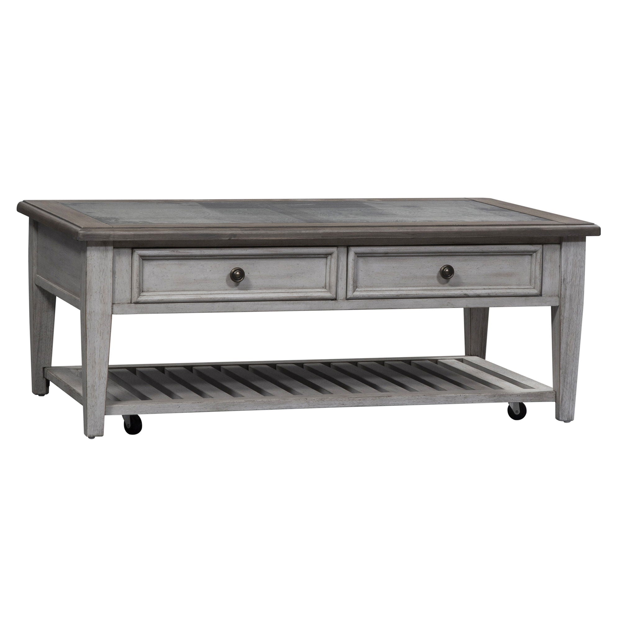 Heartland - 3 Piece Table Set - Antique White / Tobacco Tops