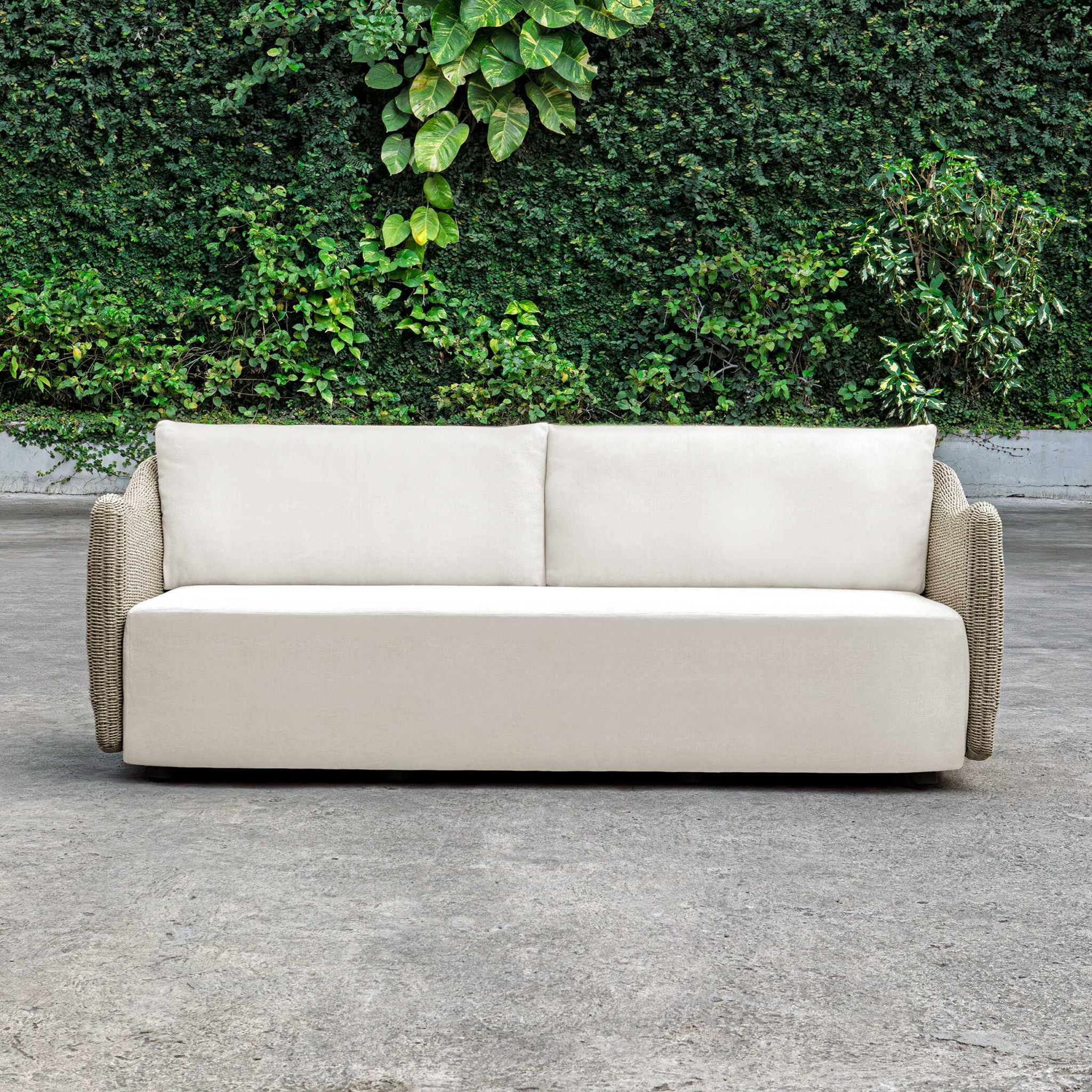 Sunset - Wicker Outdoor Sofa - Oatmeal / Oyster White