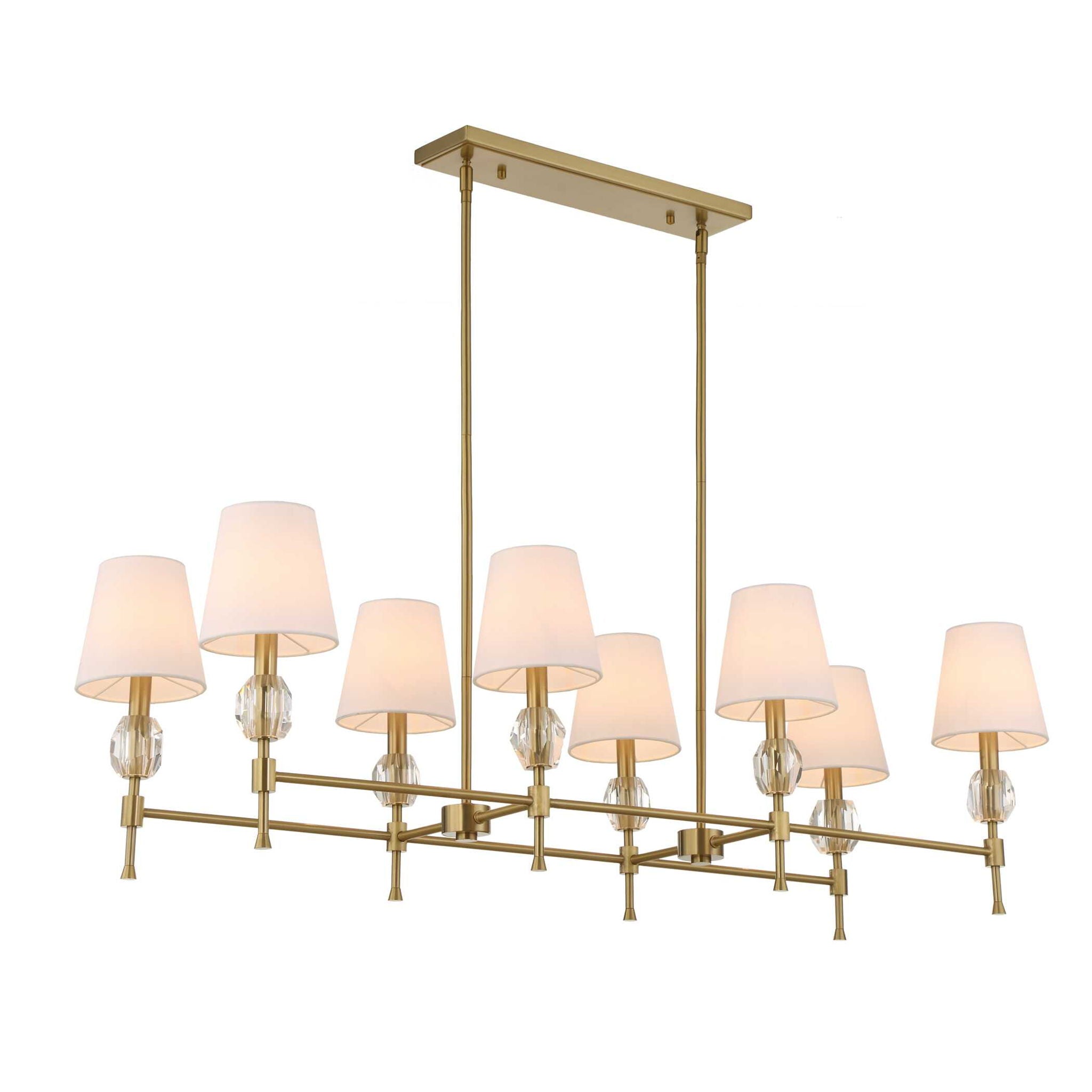 Arques - 8 Light Linear Chandelier - White / Gold