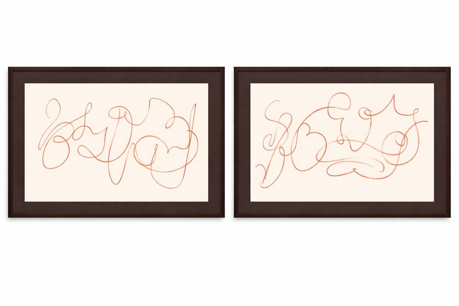 Meandering Lines Framed Print (Set of 2) - Cream