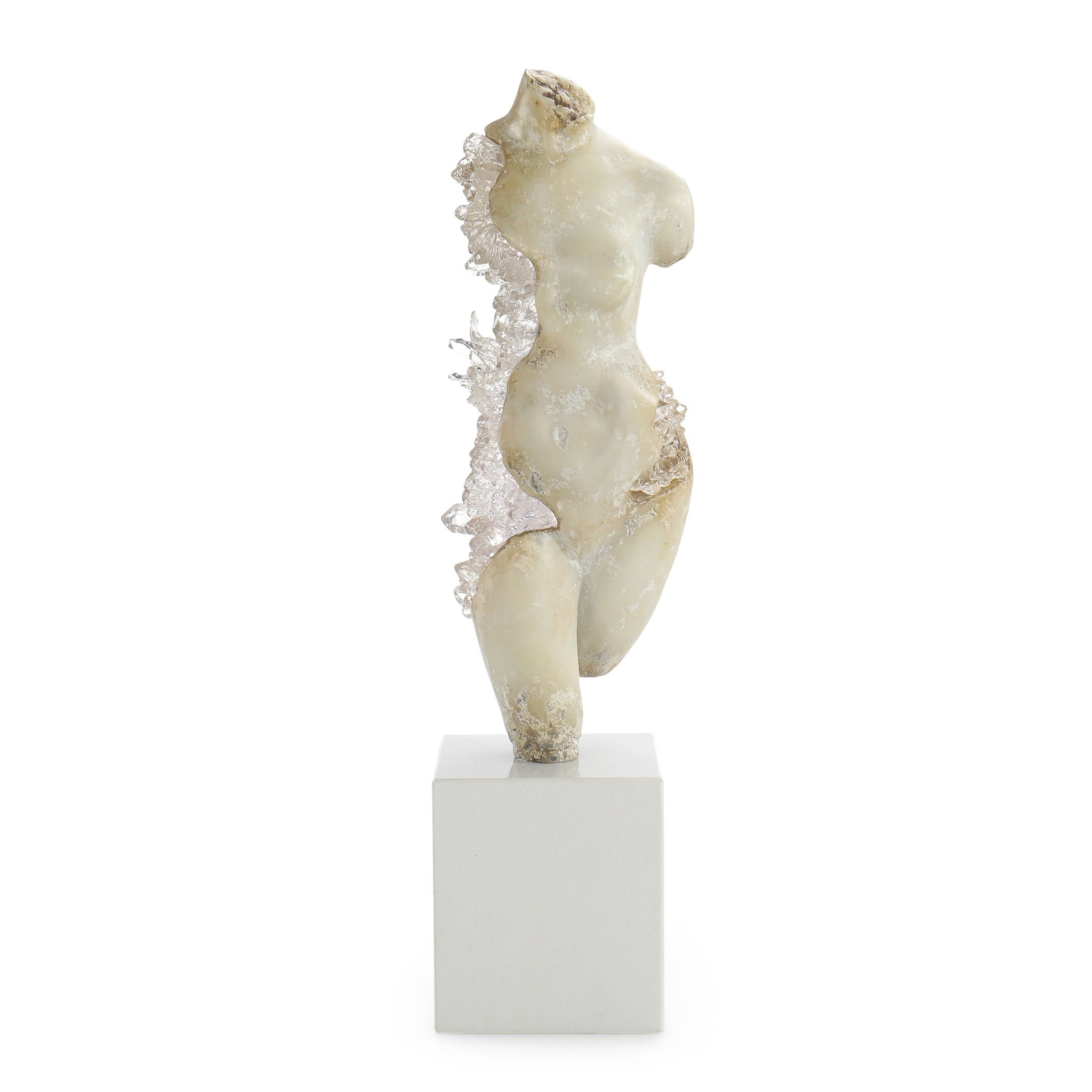 Crystal Maiden Sculpture on Marble Base