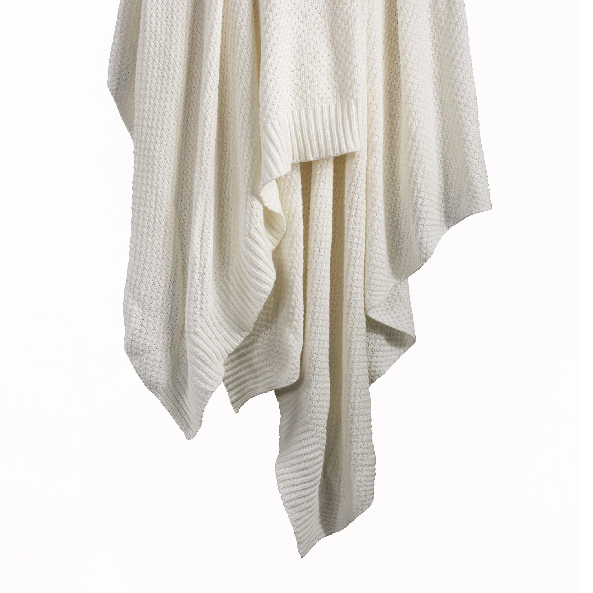 Cotton Knit - Throw Blanket - Vintage White