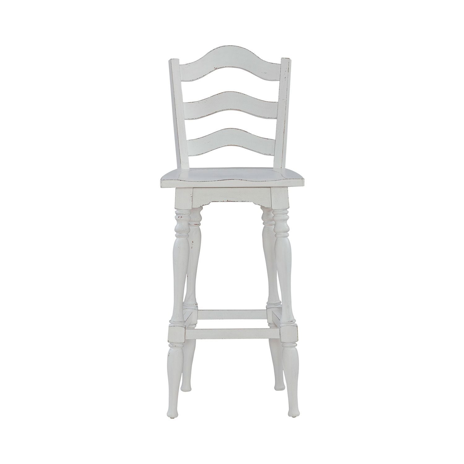 Magnolia Manor - Ladderback Swivel Bar Stool - Antique White