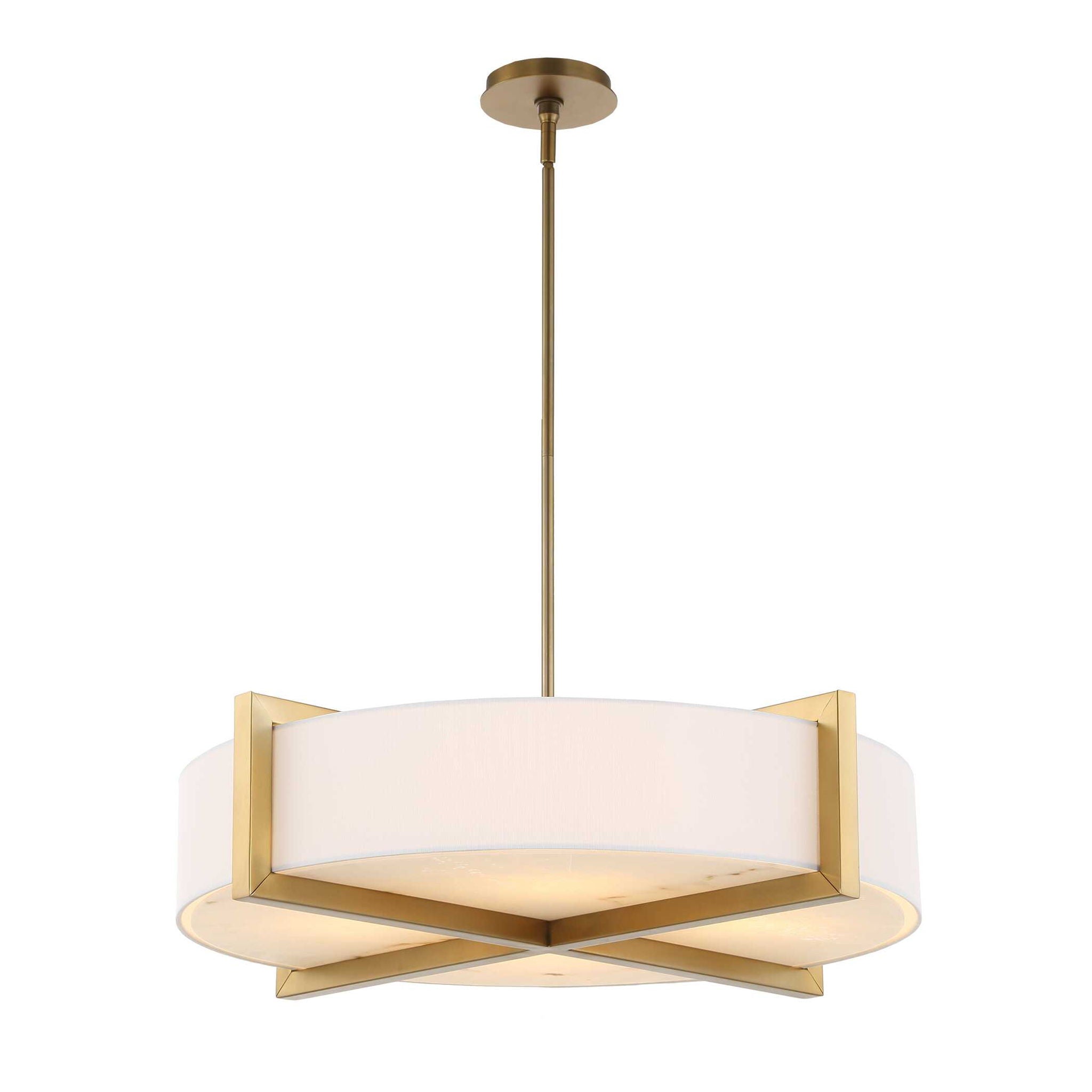 Cresson - 4 Light Drum Pendant - White / Gold