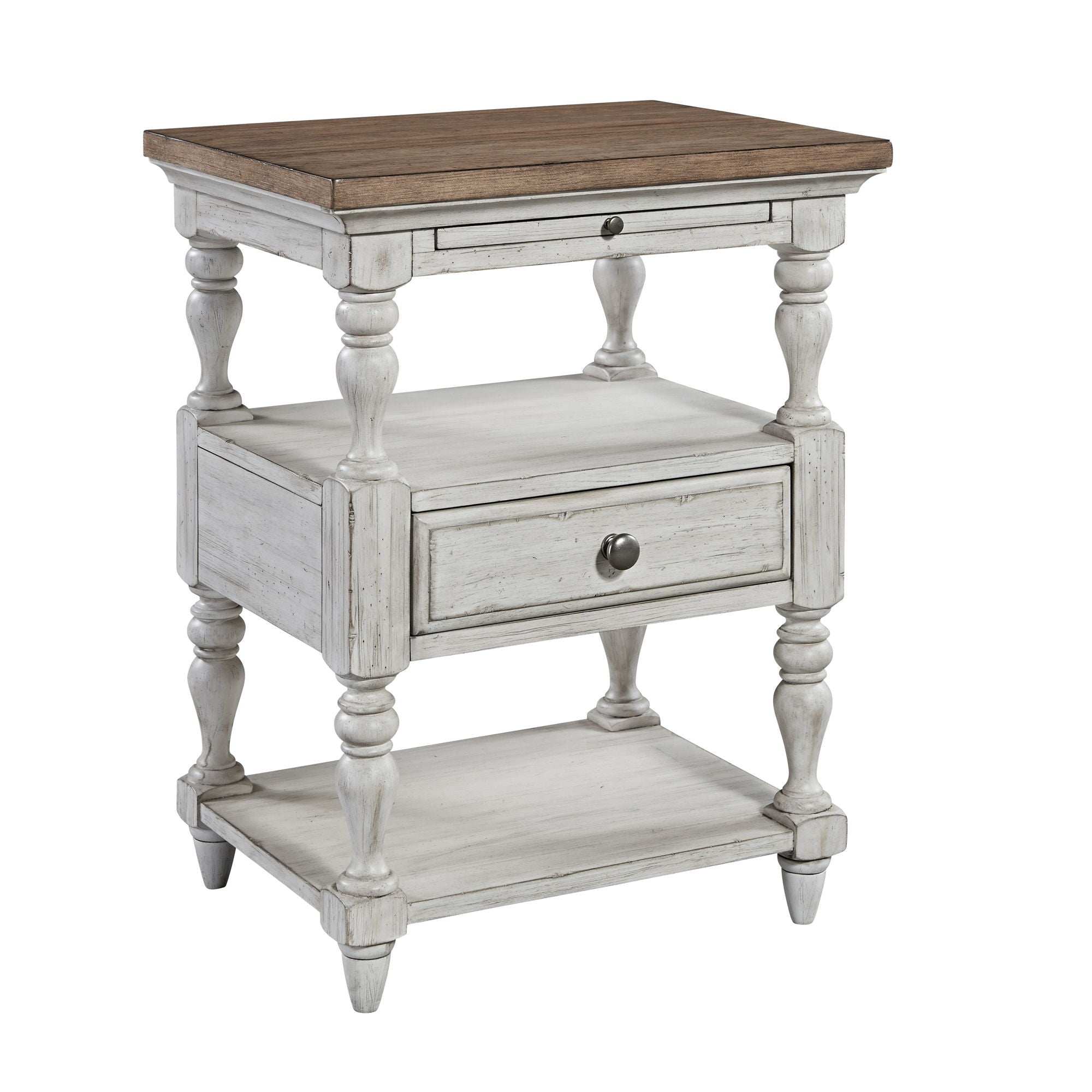 Farmhouse Reimagined - 1 Drawer Nightstand - Antique White / Chestnut Tops