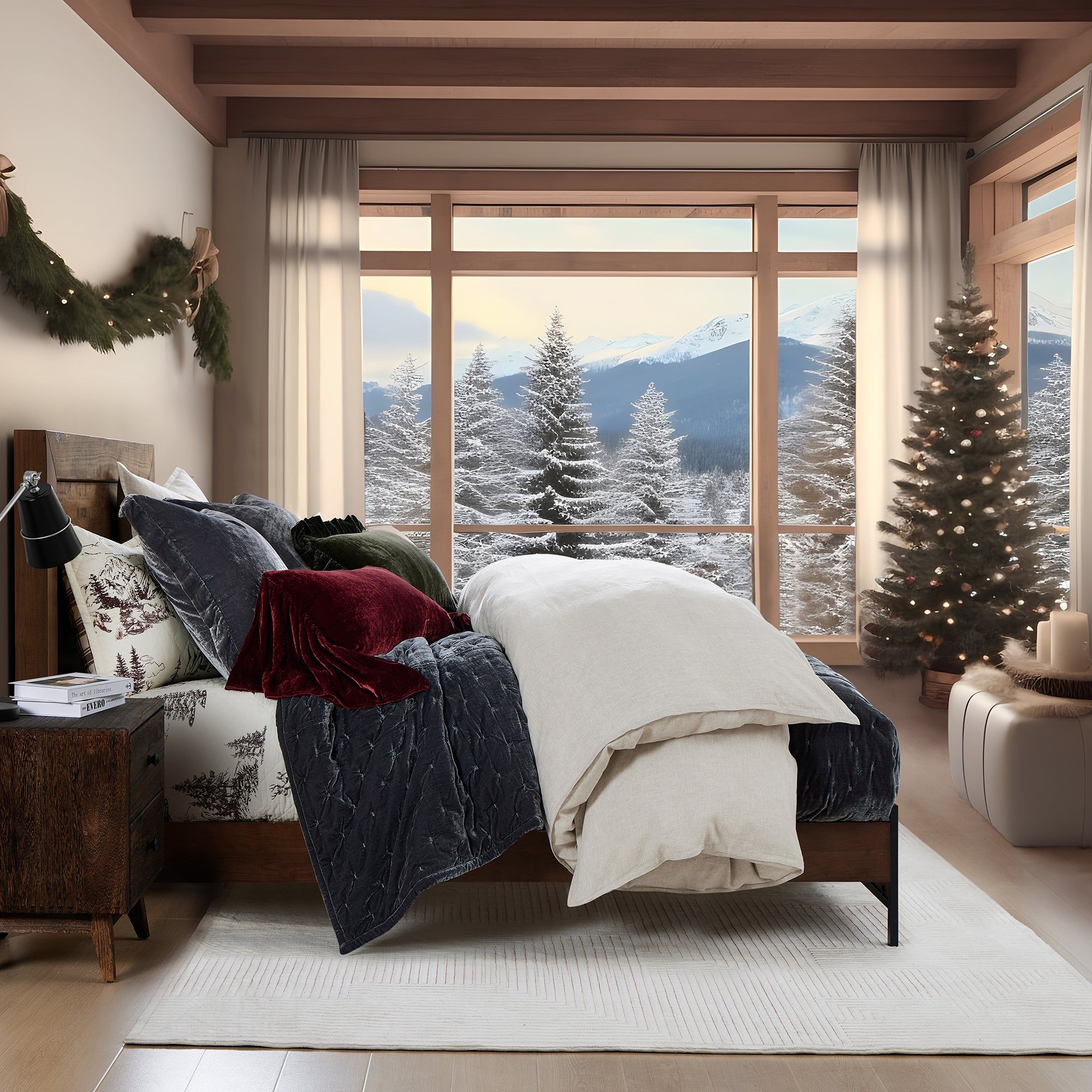 White Pine - Full/Queen Reversible Quilt Set (Set of 3) - White