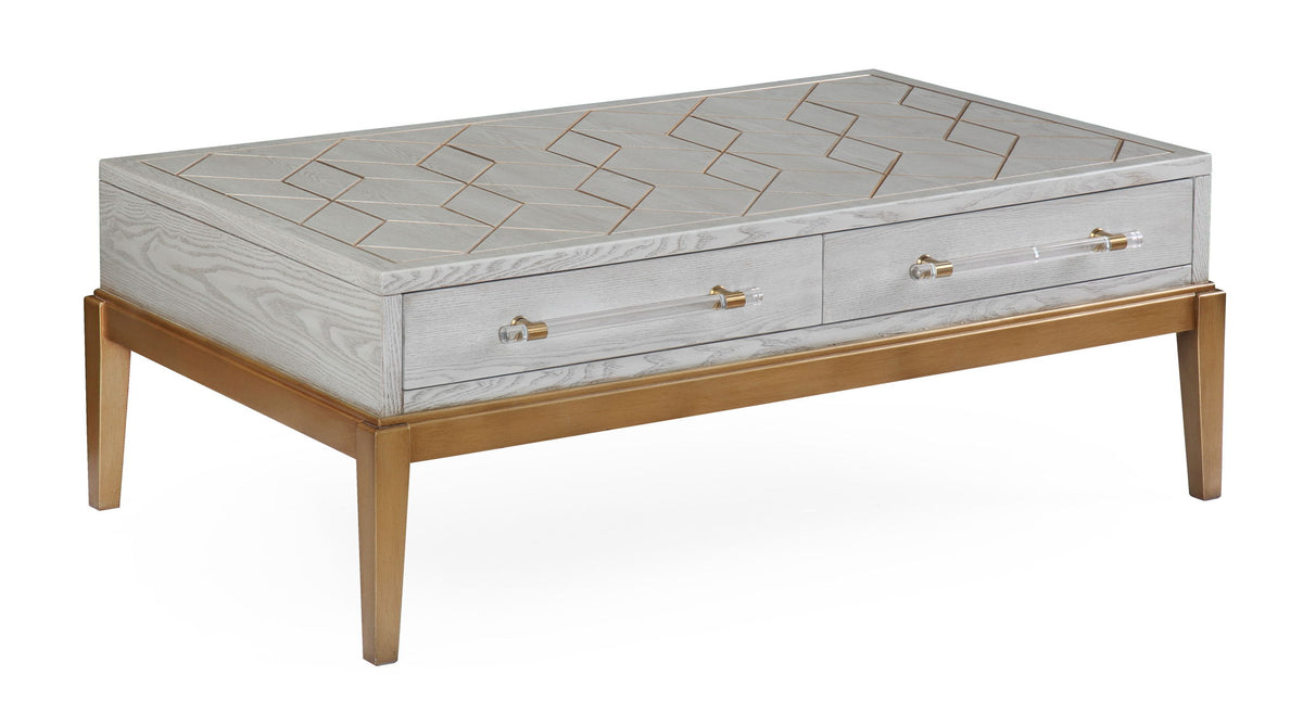 Perrine - Rectangle Cocktail Table - Silver / Gold