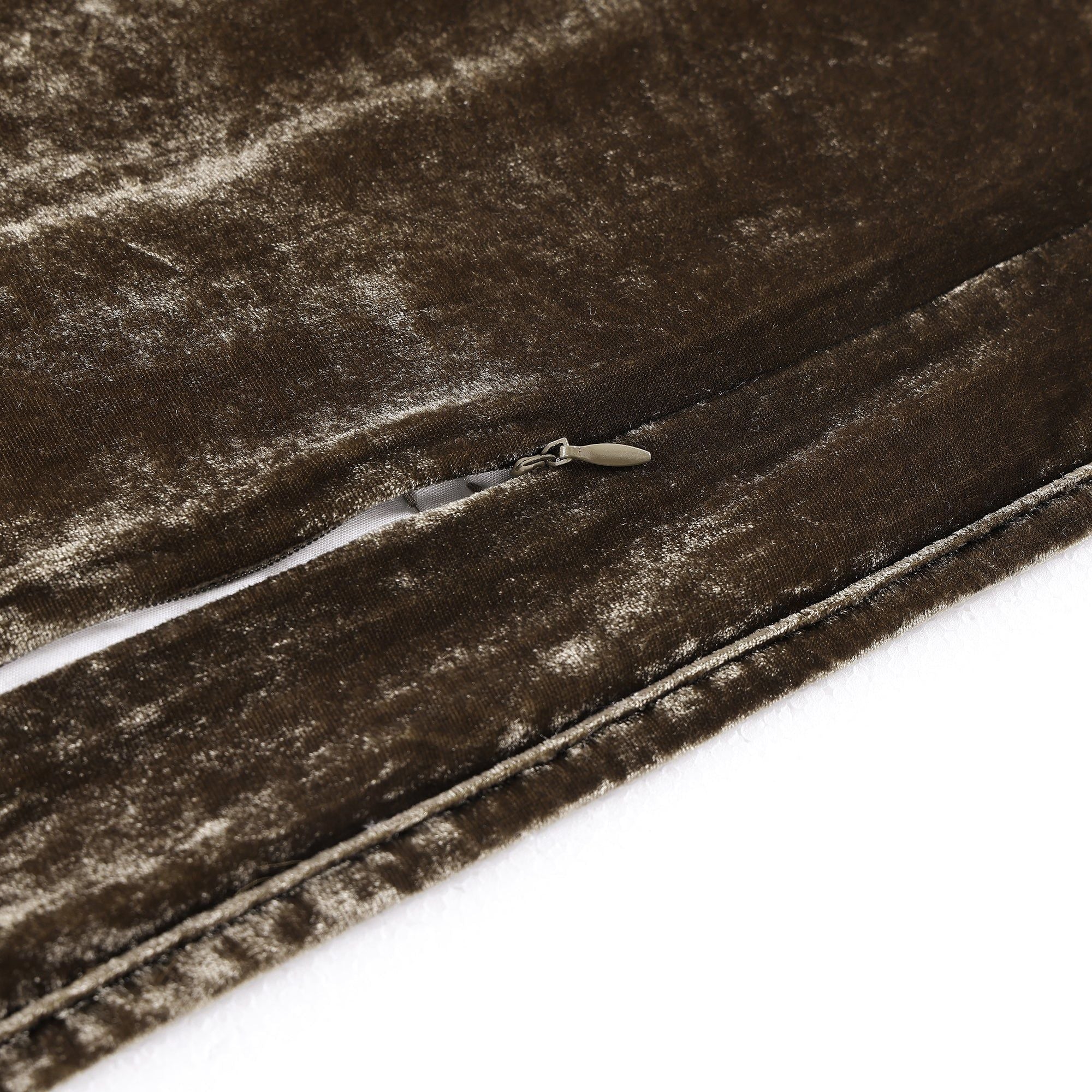 Stella - Full/Queen Faux Silk Velvet Double Box Stitch Quilt Set (Set of 3) - Green Ochre