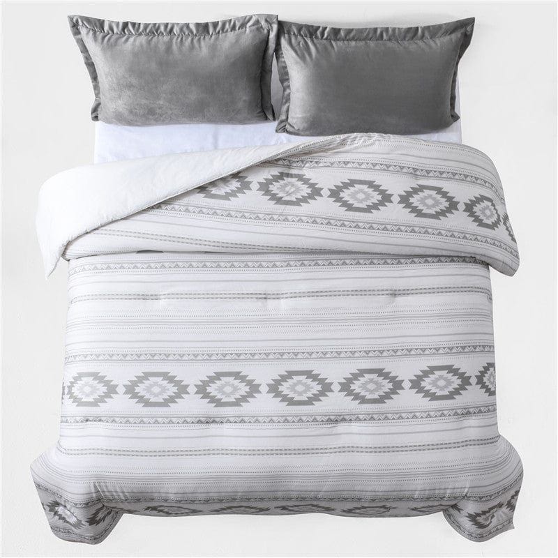 Free Spirit - Twin Comforter Set (Set of 3) - Gray / White