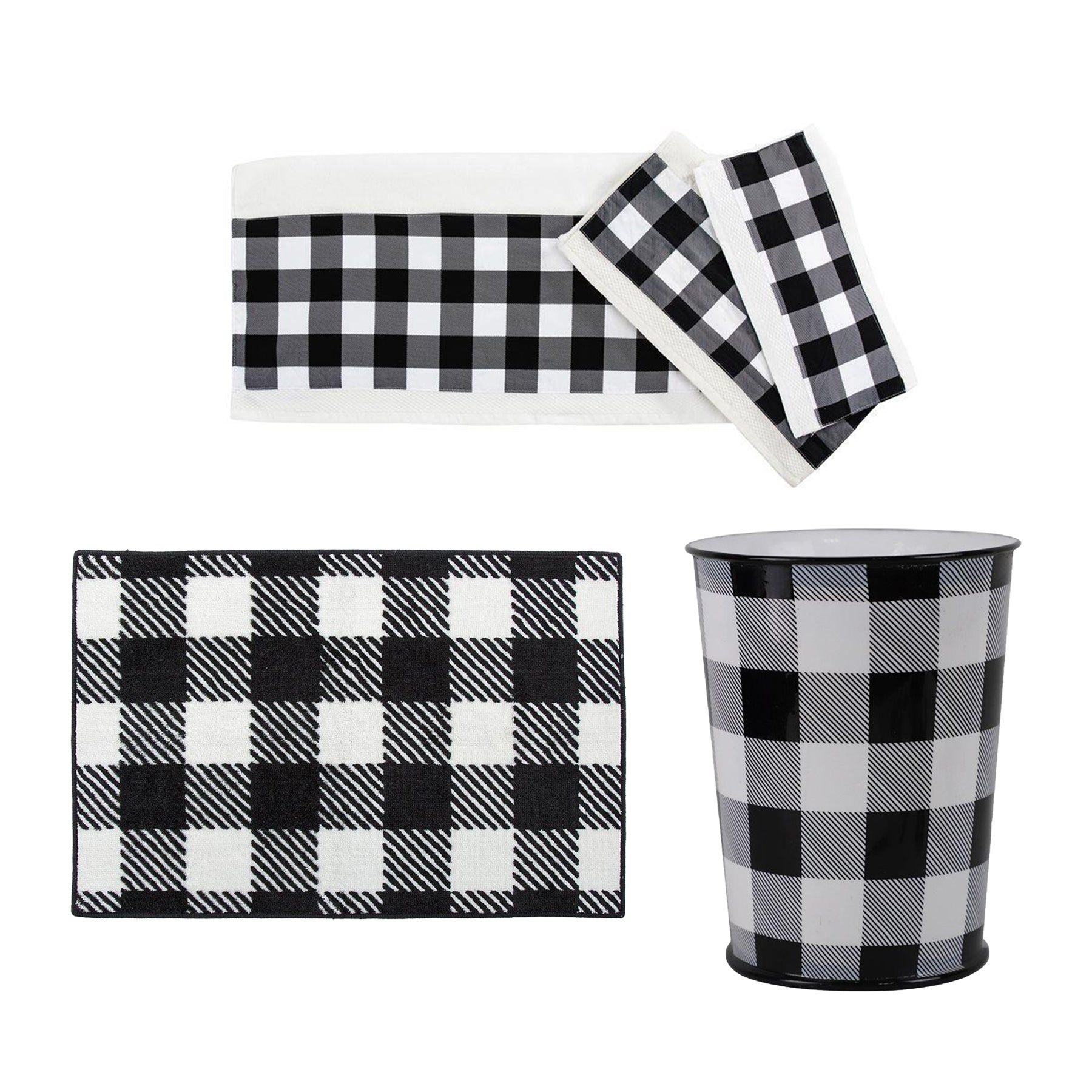 Camille - Buffalo Check Bathroom Lifestyle Set (Set of 5) - Black / White