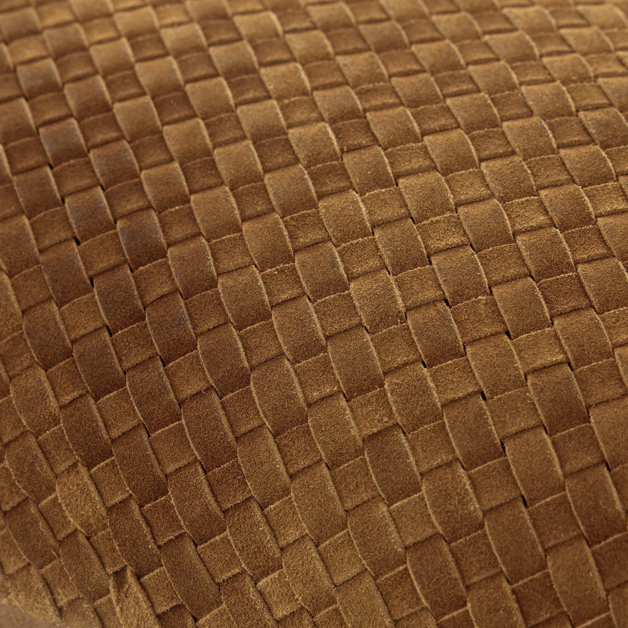 Genuine Leather - Woven Suede & Basket Weave Long Lumbar Pillow - Brown