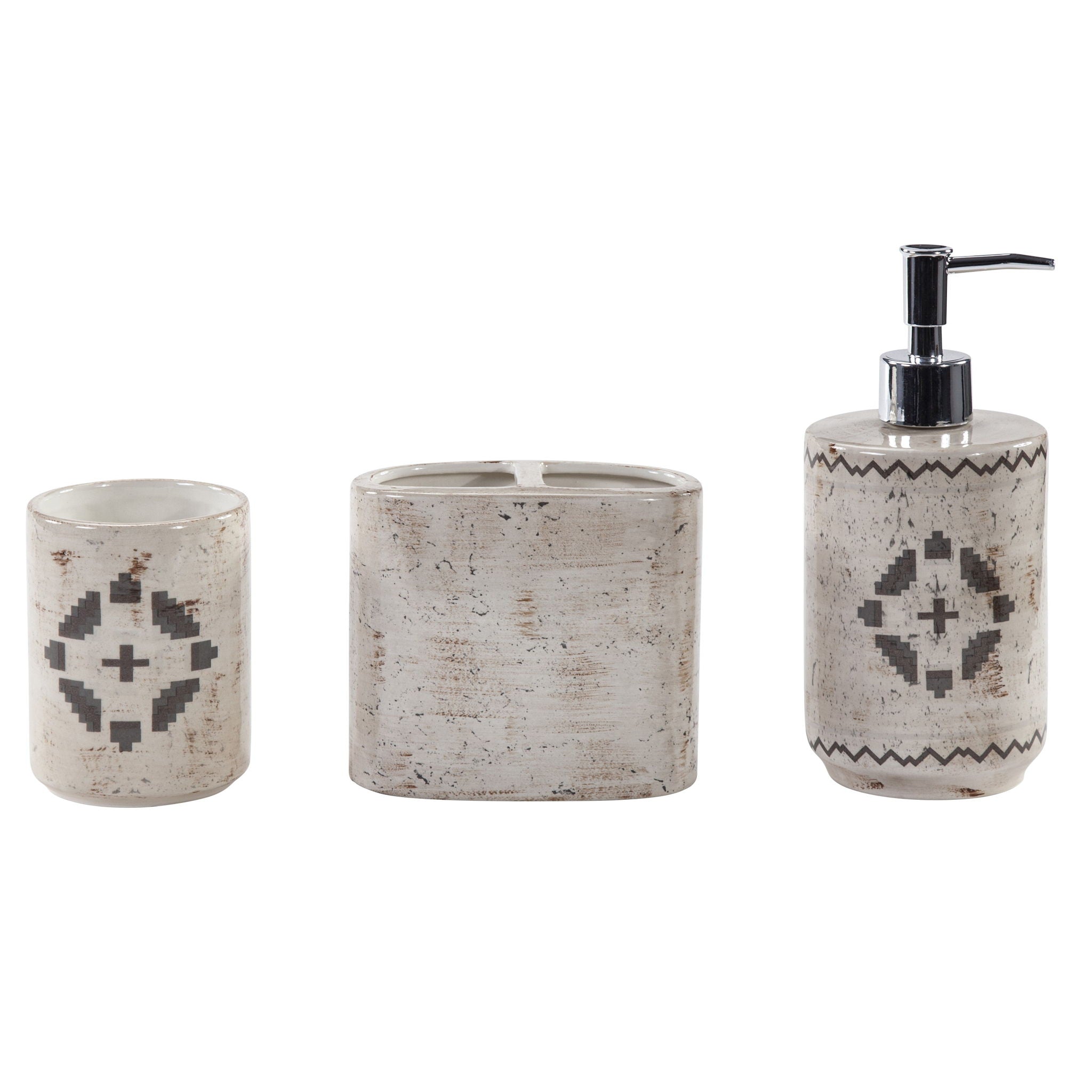 Dakota - Ceramic Countertop Bathroom Set (Set of 3), 4 Per Carton - Cream