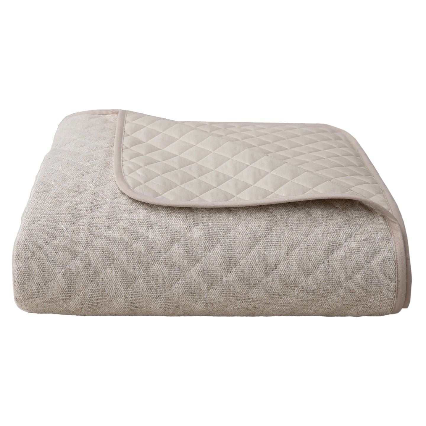 Fairfield - King Linen Coverlet Set (Set of 4) - Cream / Tan