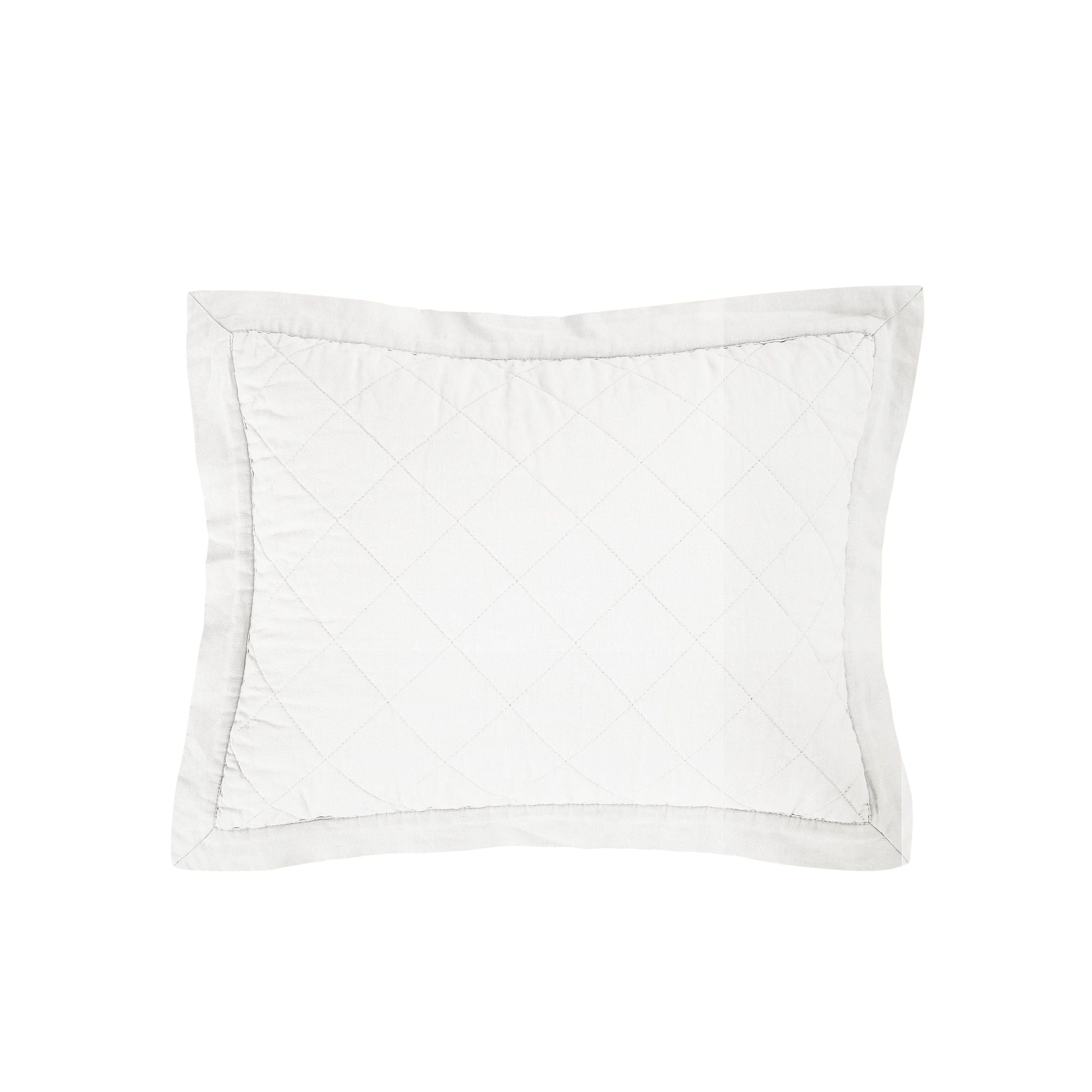 Diamond Linen - Linen Cotton Diamond Quilted Boudoir Pillow - Vintage White