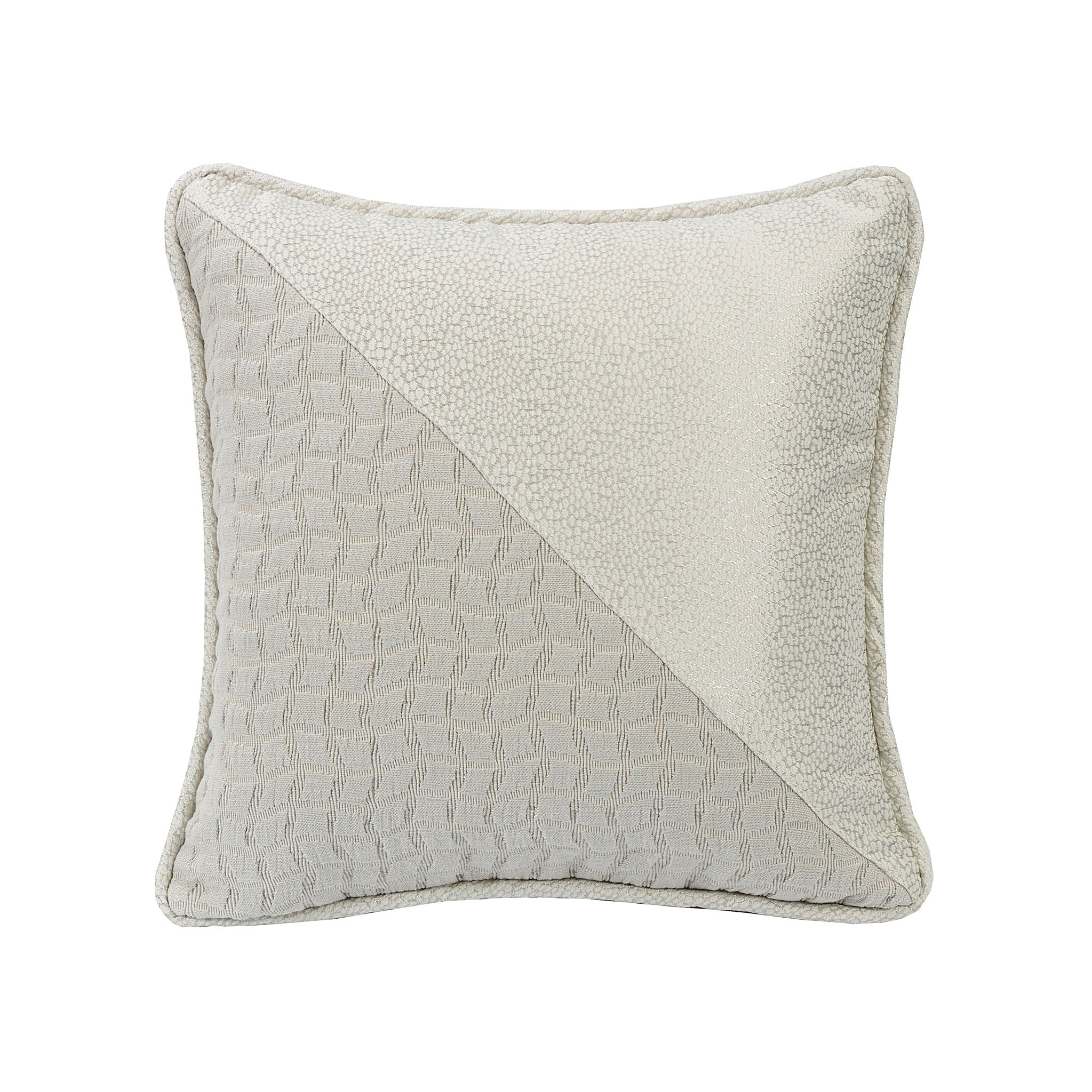 Wilshire - Half & Half Decorative Throw Pillow - Cream / Gray