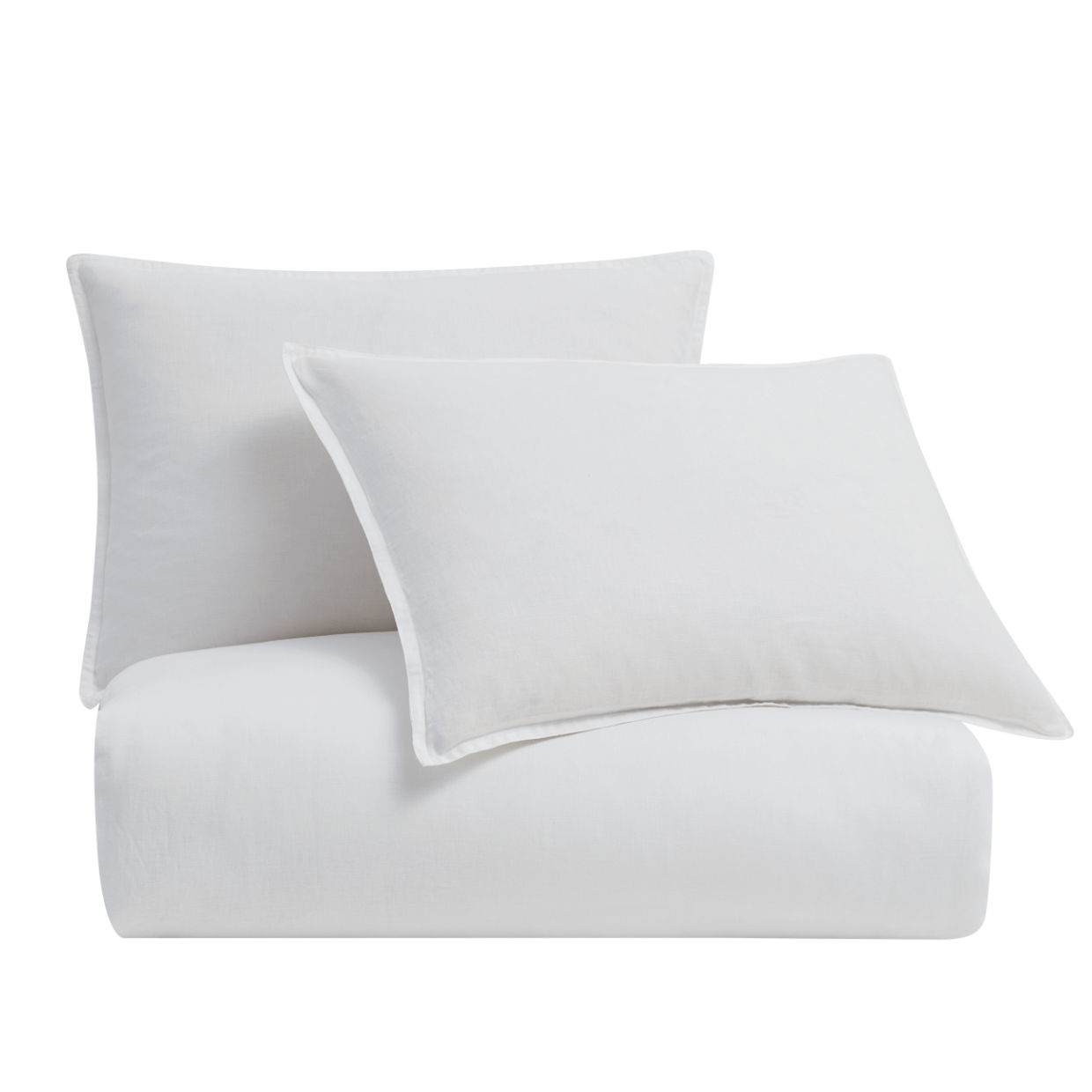 100% French Flax Linen - King Duvet Cover Set (Set of 3) - White
