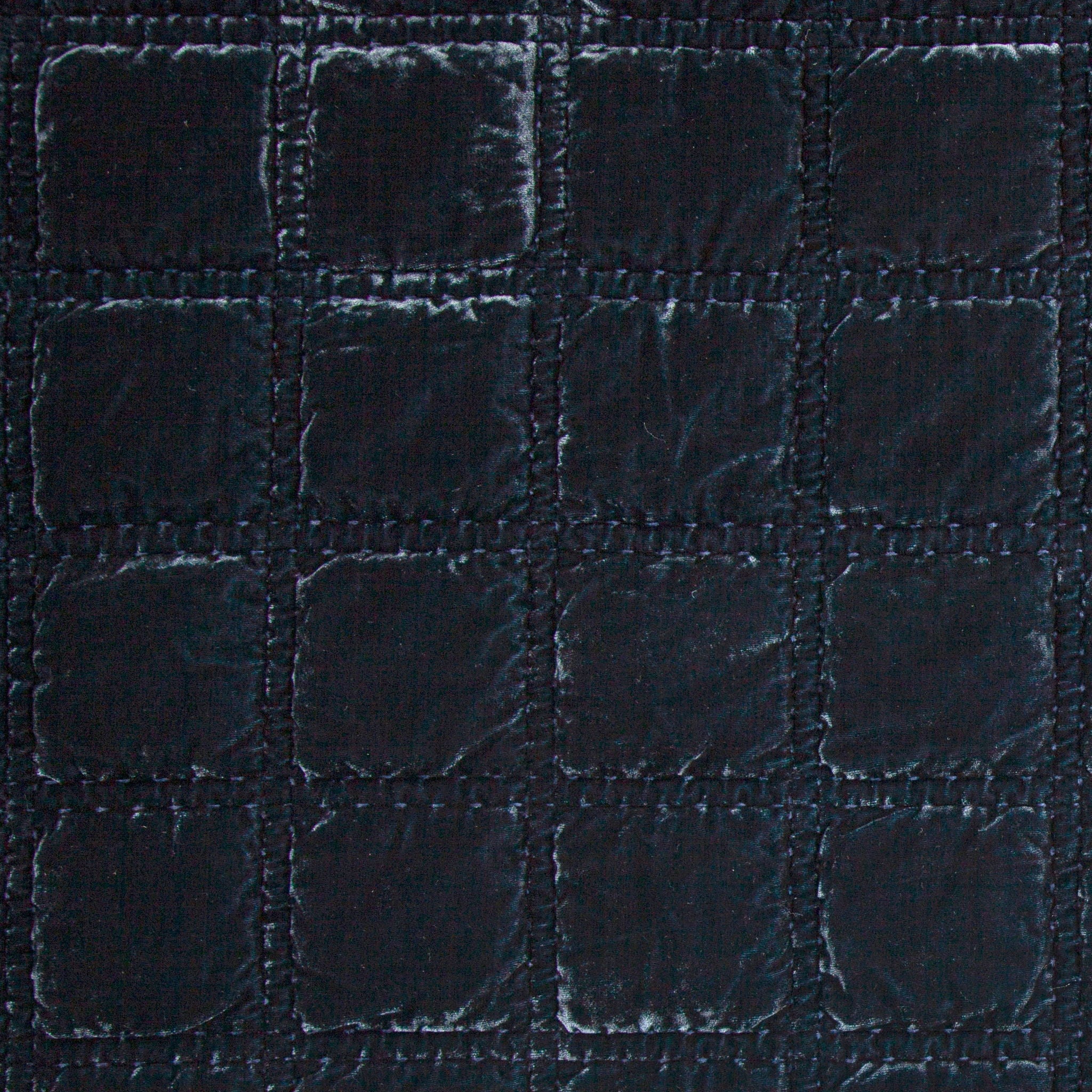 Stella - Faux Silk Velvet Double Box Stitch Throw - Midnight Blue