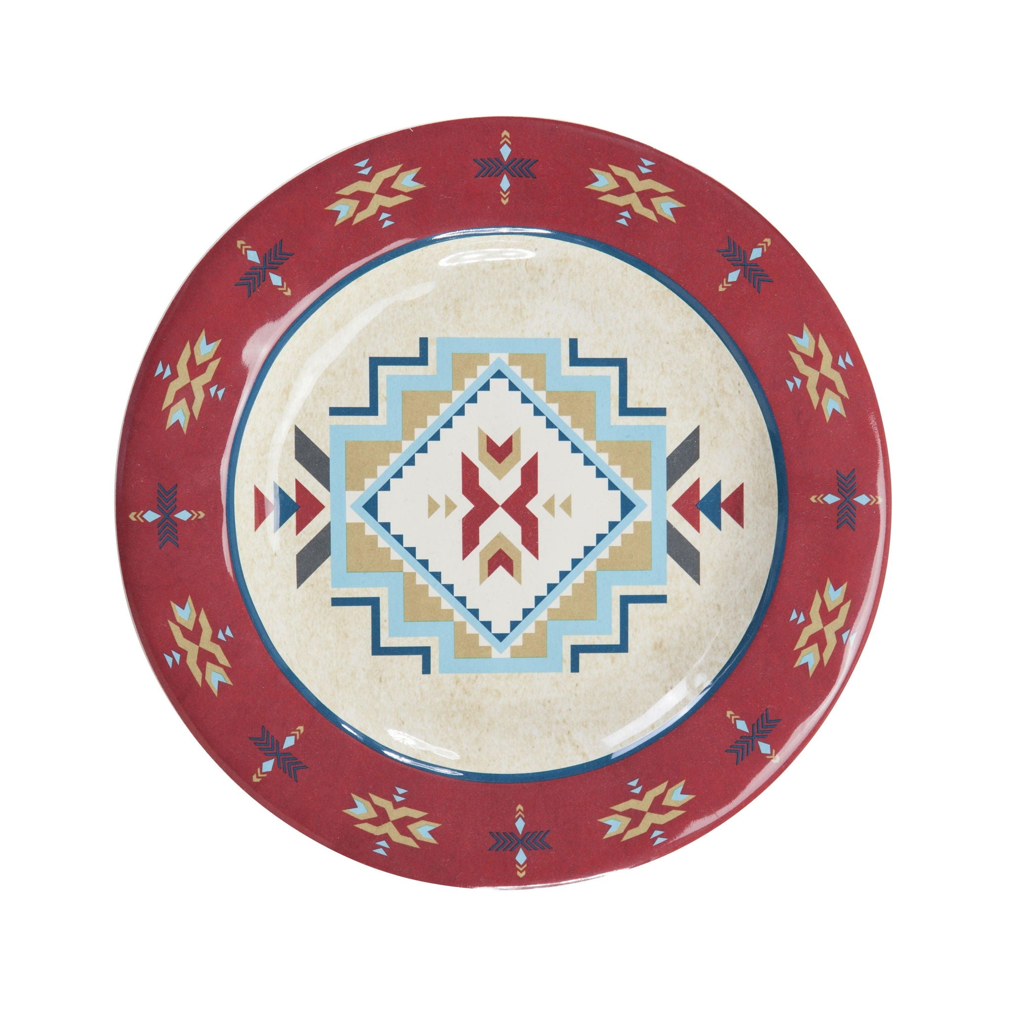 Spirit Valley - Melamine Dinner Plate (Set of 4) - Red / Cream / Blue