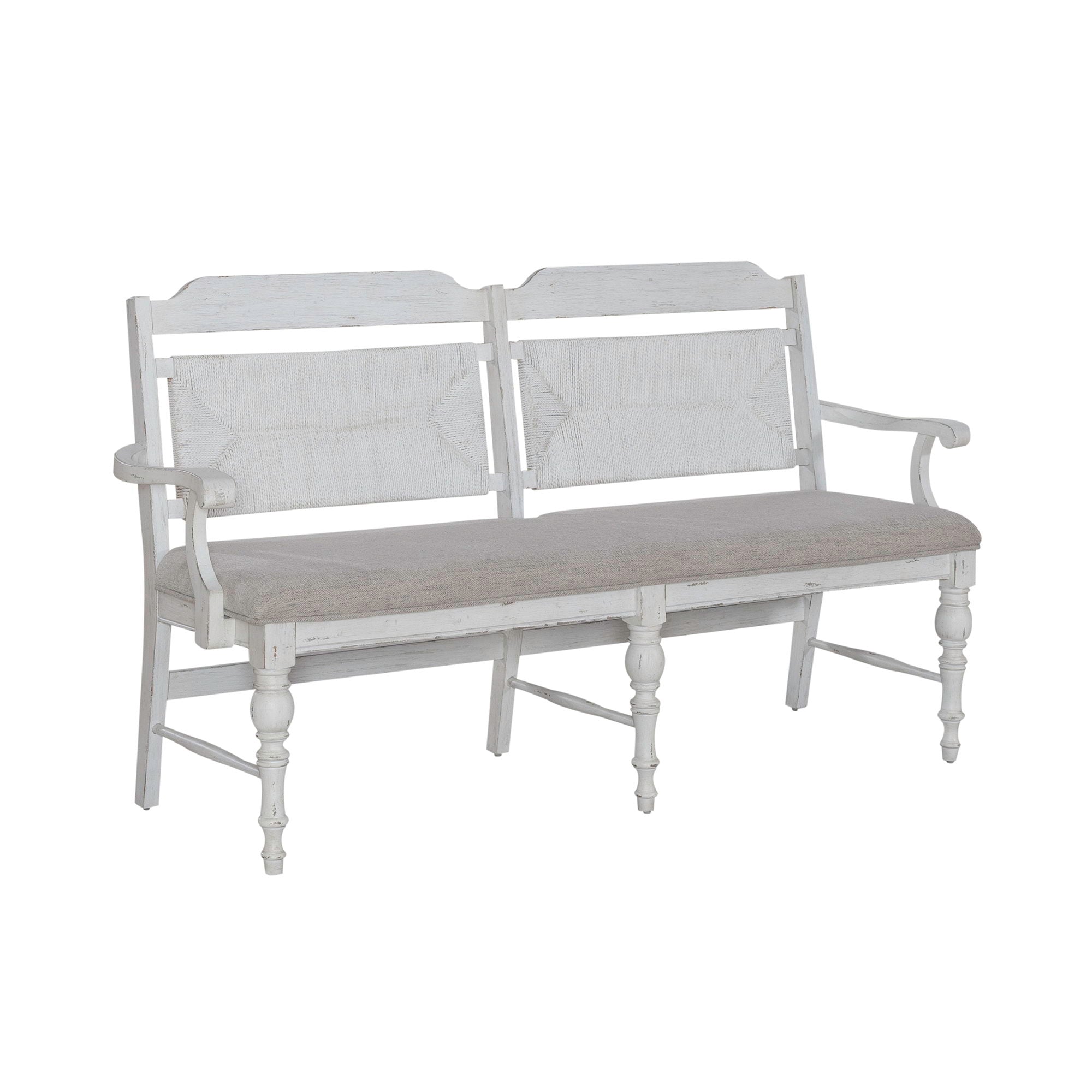 River Place - Panel Back Bench - Riverstone White & Tobacco