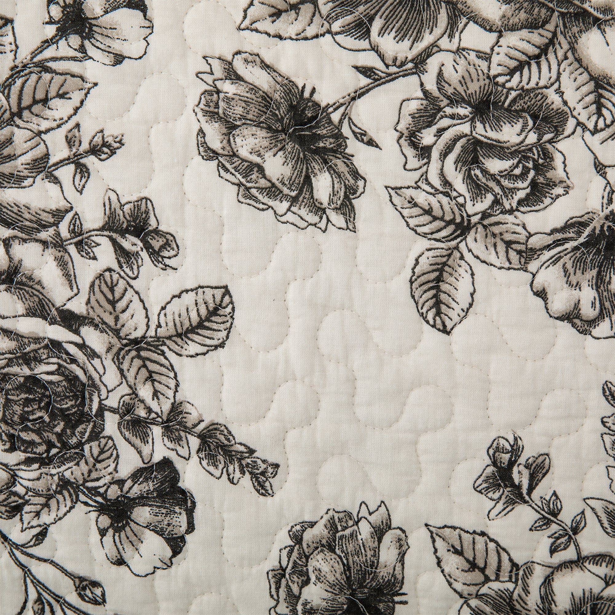 Lyla - Full/Queen Reversible Floral Print Quilt Set (Set of 3) - White / Brown