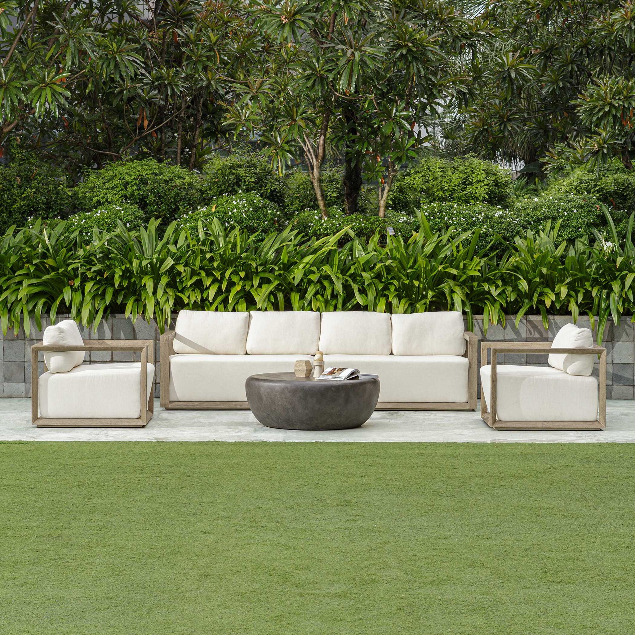 Remsen - Outdoor Lounge Chair - Dark Gray / White