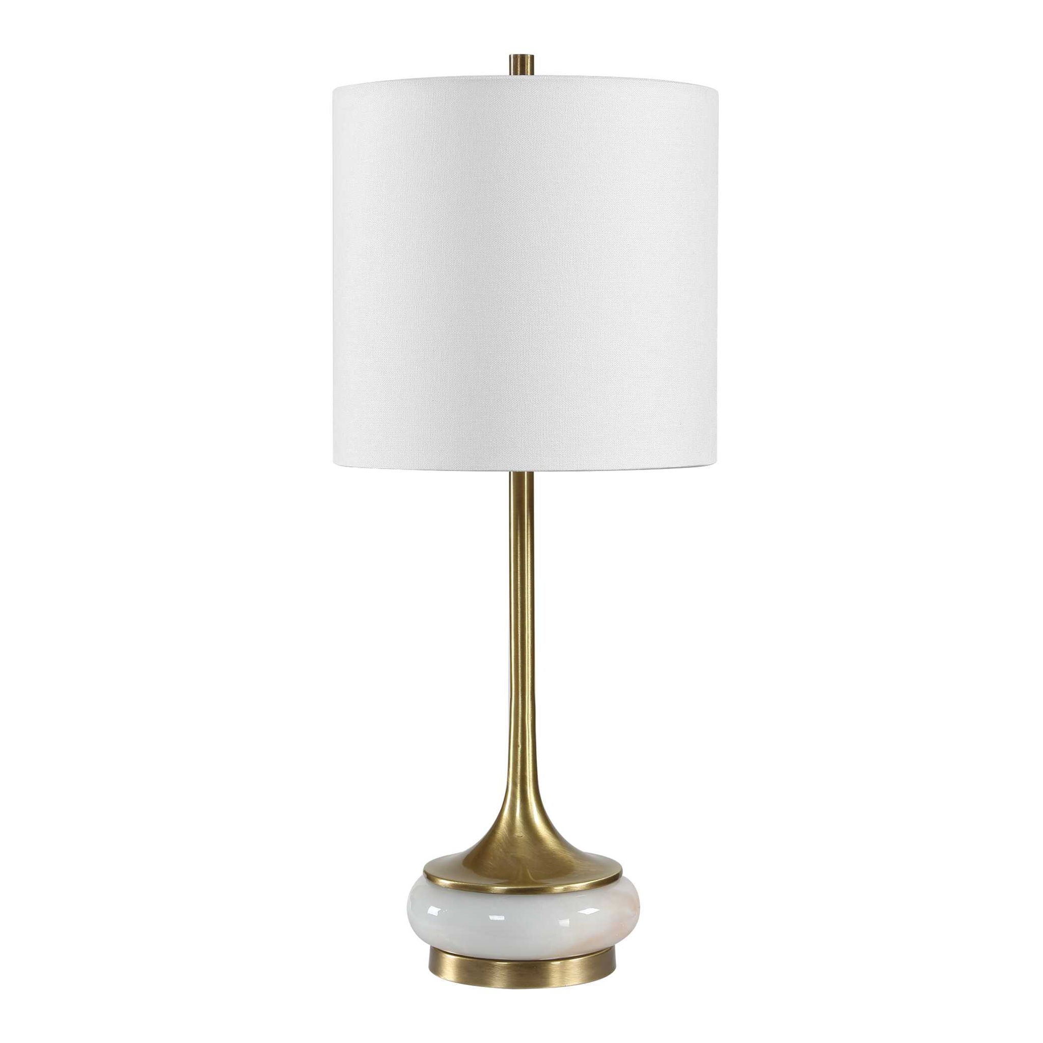 Molena - Brass & Pearly Stone Table Lamp - Brass,Gold,White