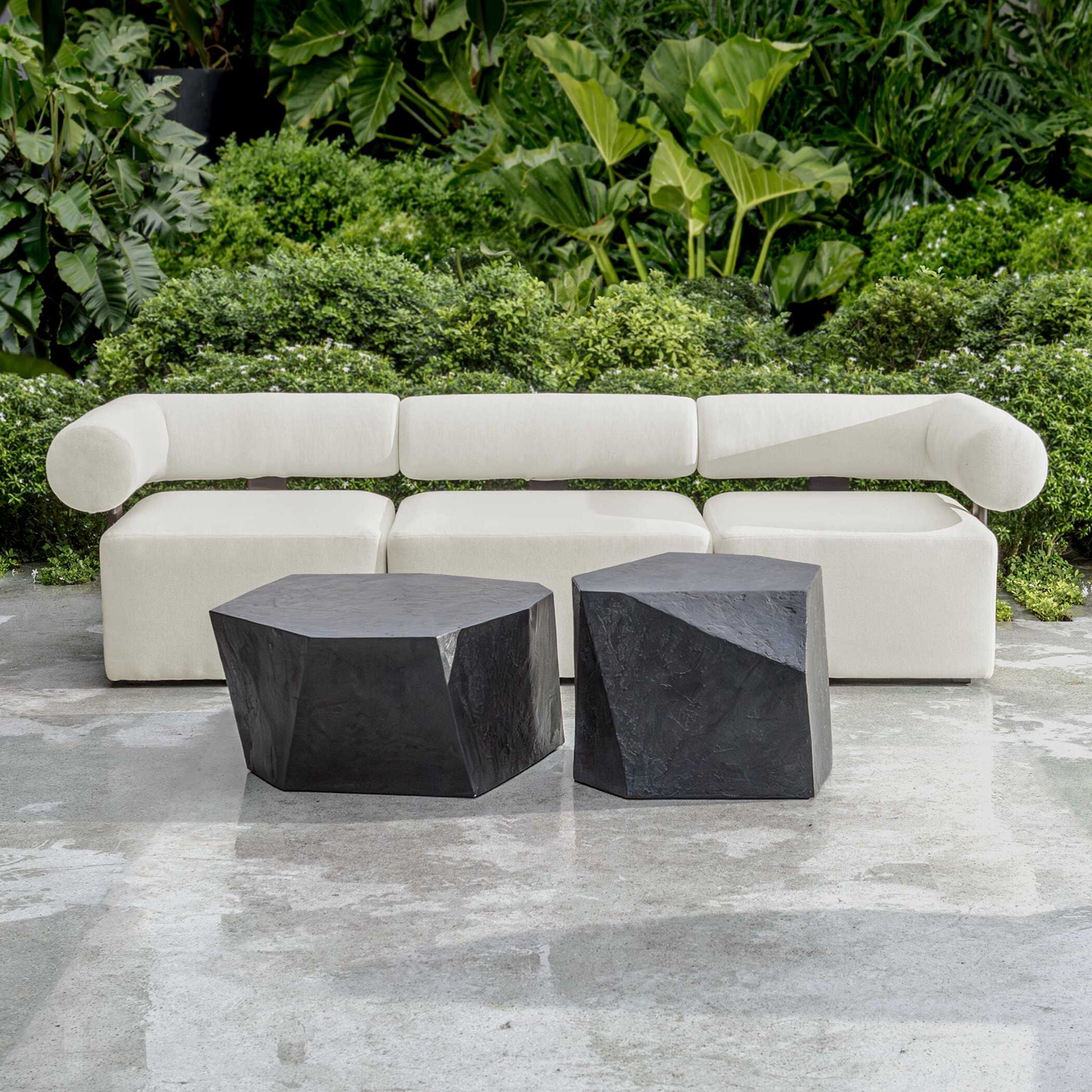 Bolster Back - Armless Outdoor Sofa - White