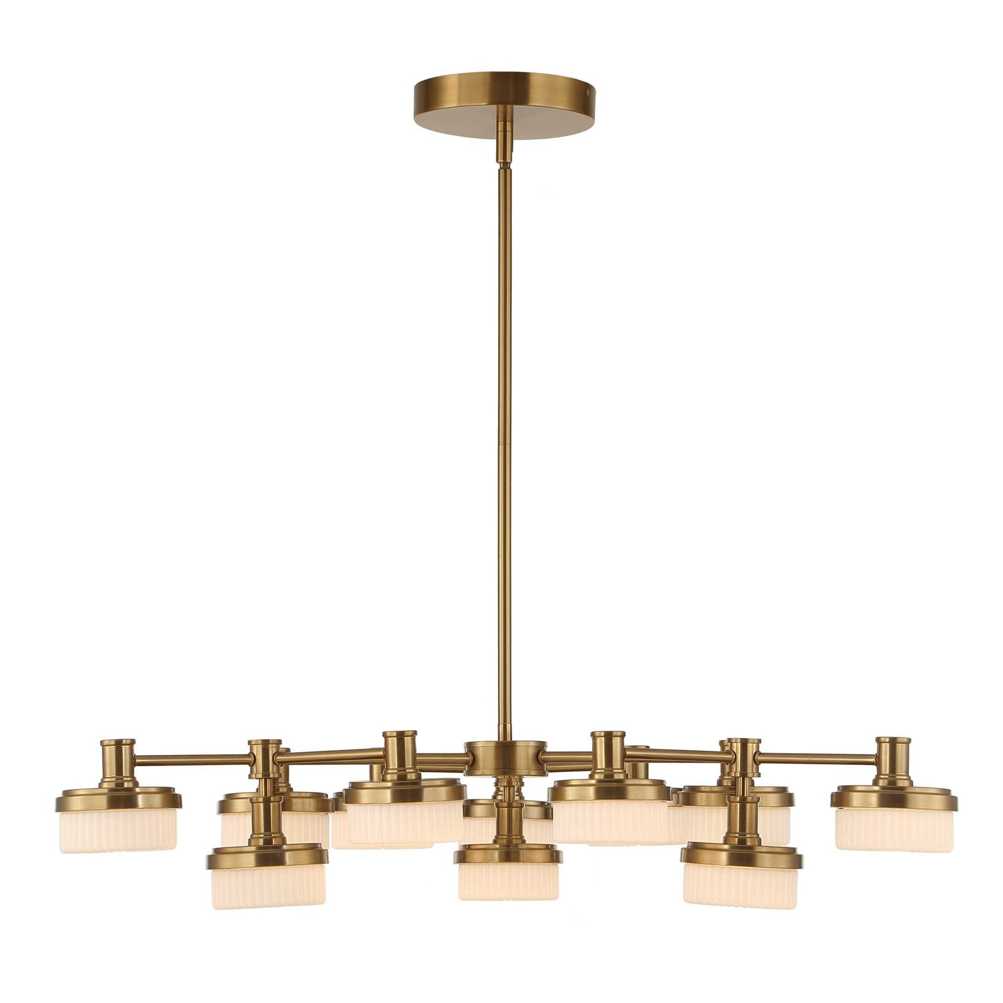 Wedge - 12 Light LED Brass Chandelier - White / Gold