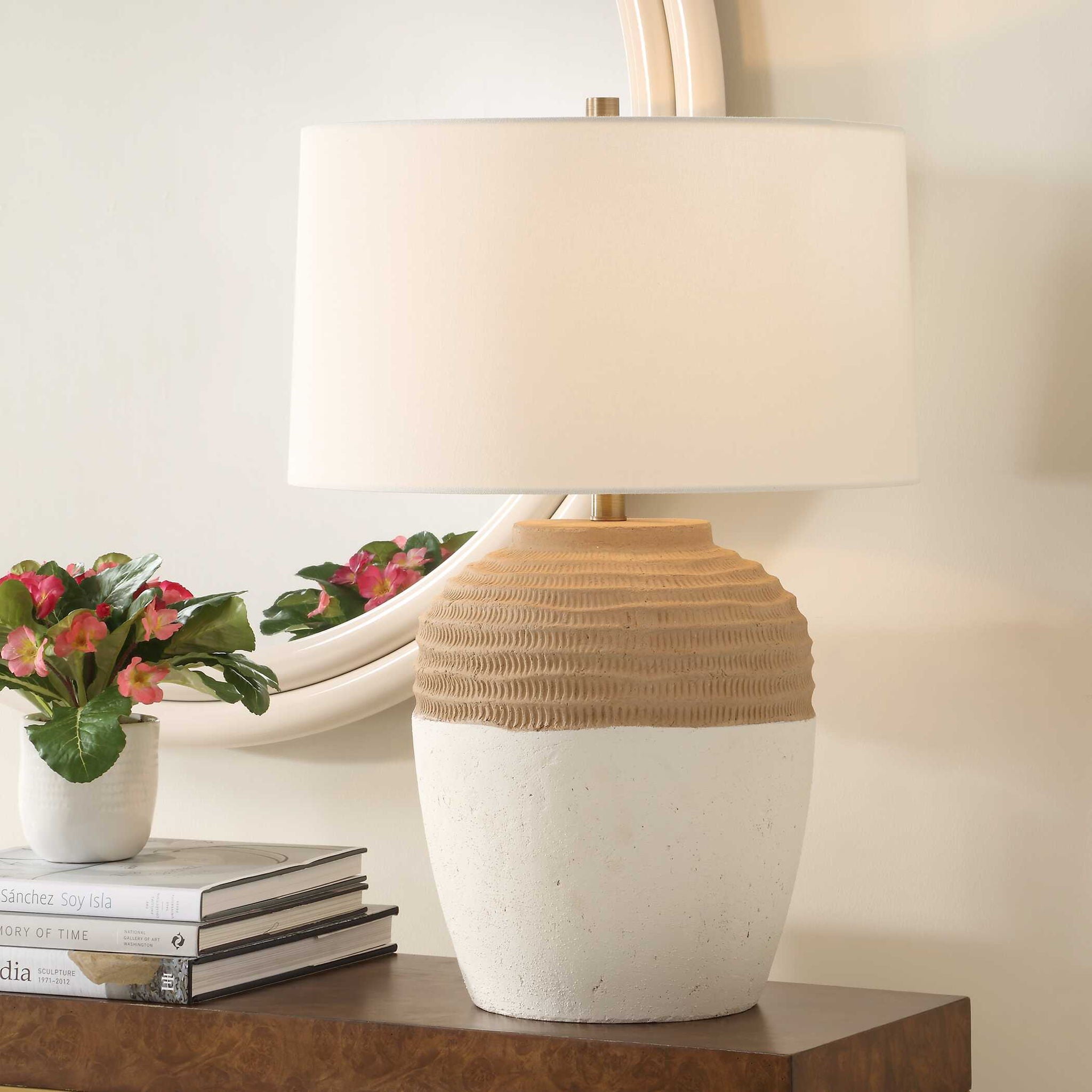 Bellaby - Terracotta Table Lamp - Brown / White