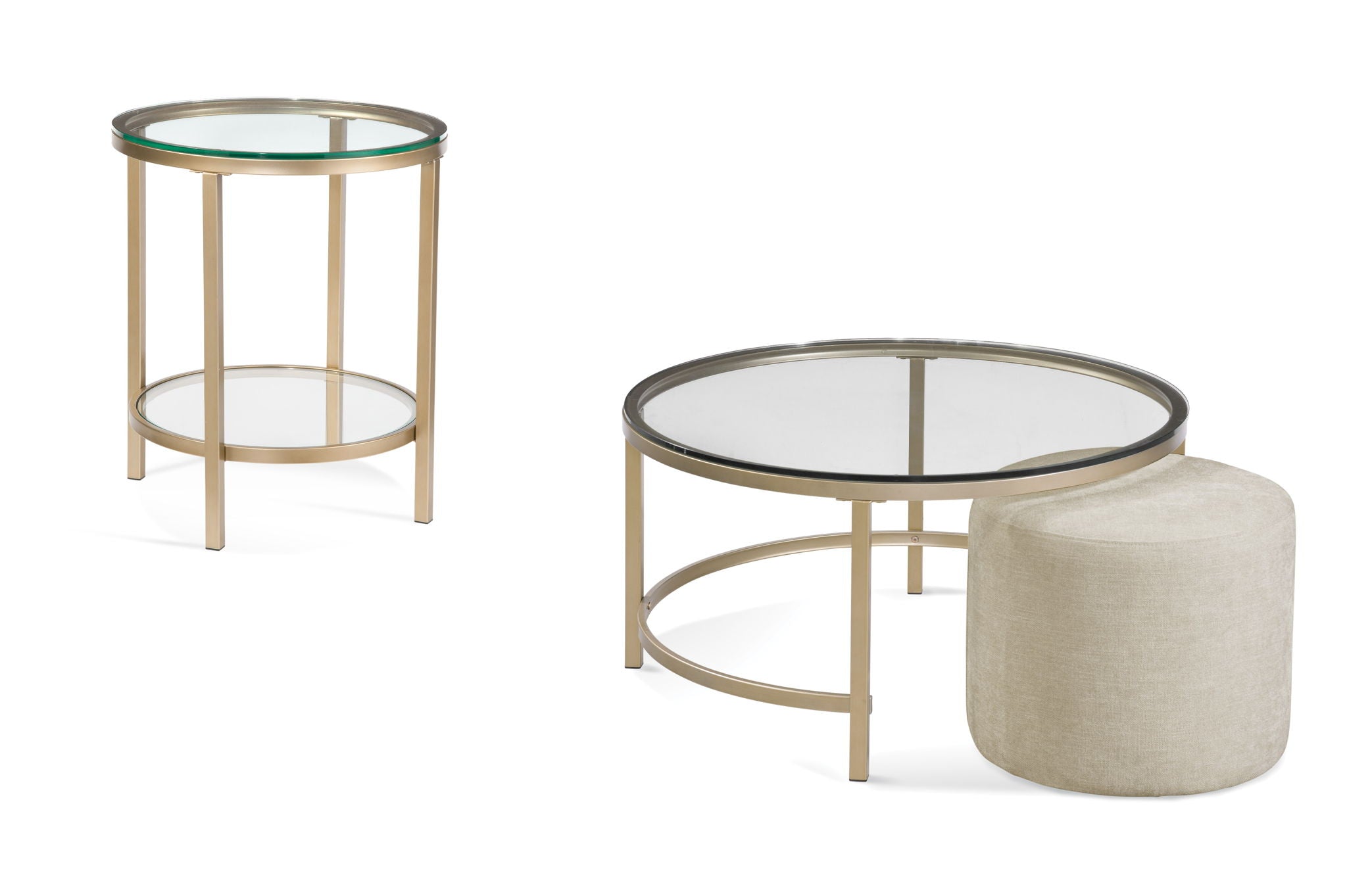 Anderson - Round Ottoman - Beige