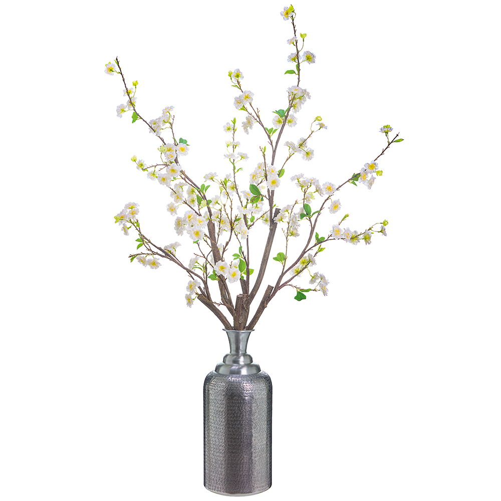 Cherry Blossoms in Silver Bottle Wh