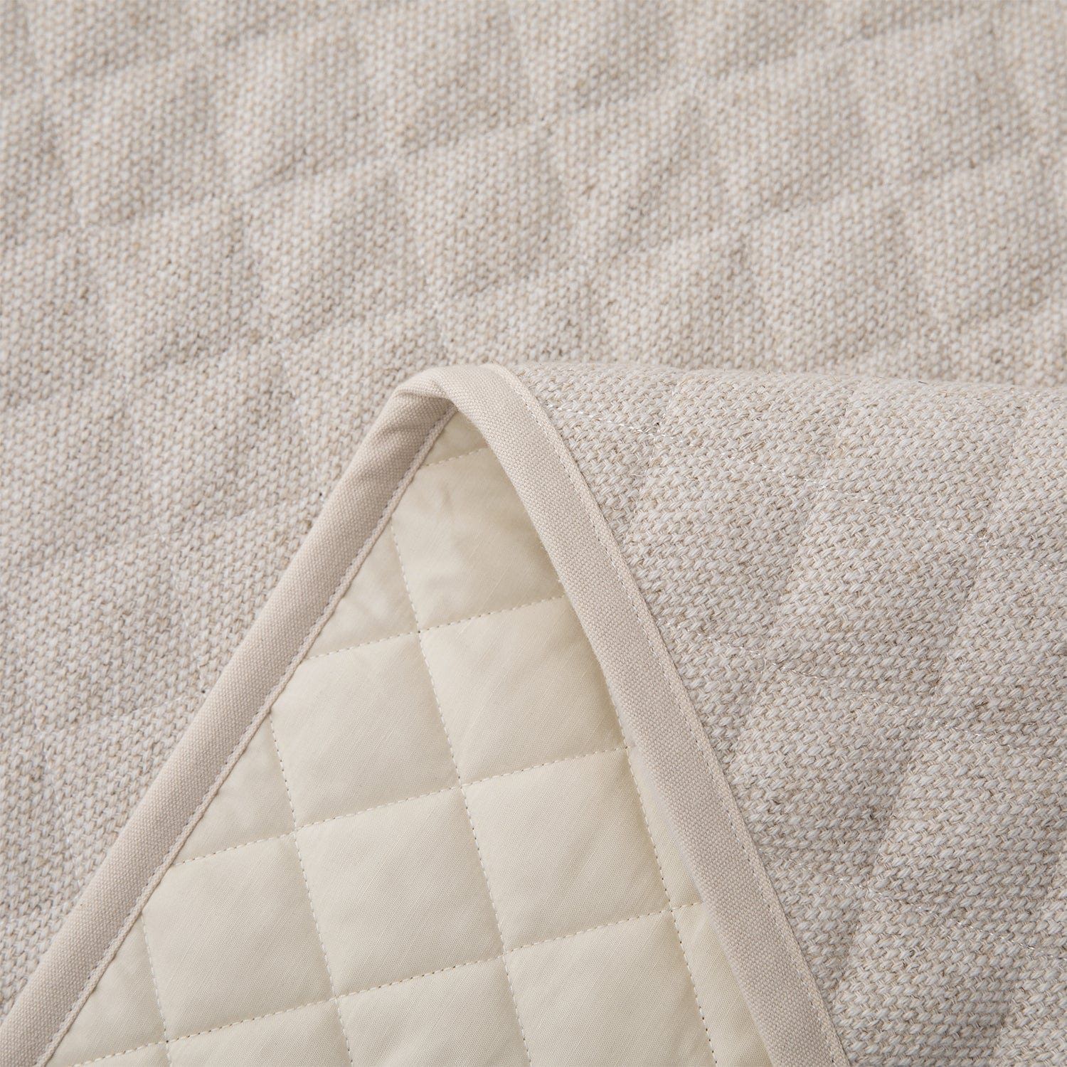 Fairfield - King Linen Coverlet Set (Set of 4) - Cream / Tan