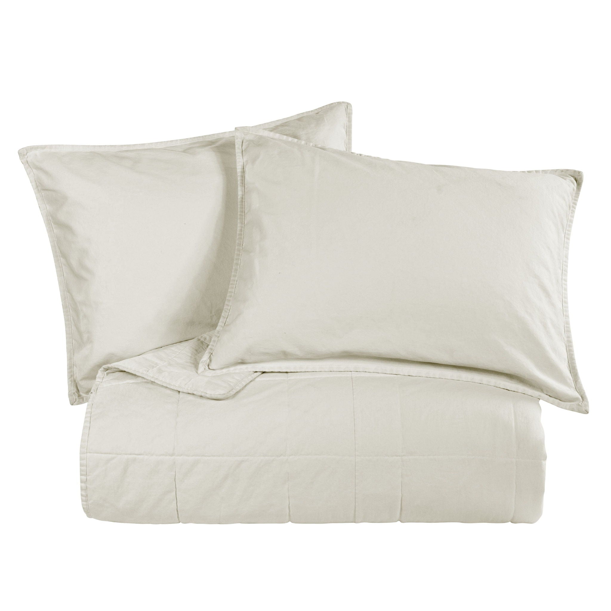 Cotton Canvas - Full/Queen Stonewashed Coverlet Set (Set of 3) - Natural