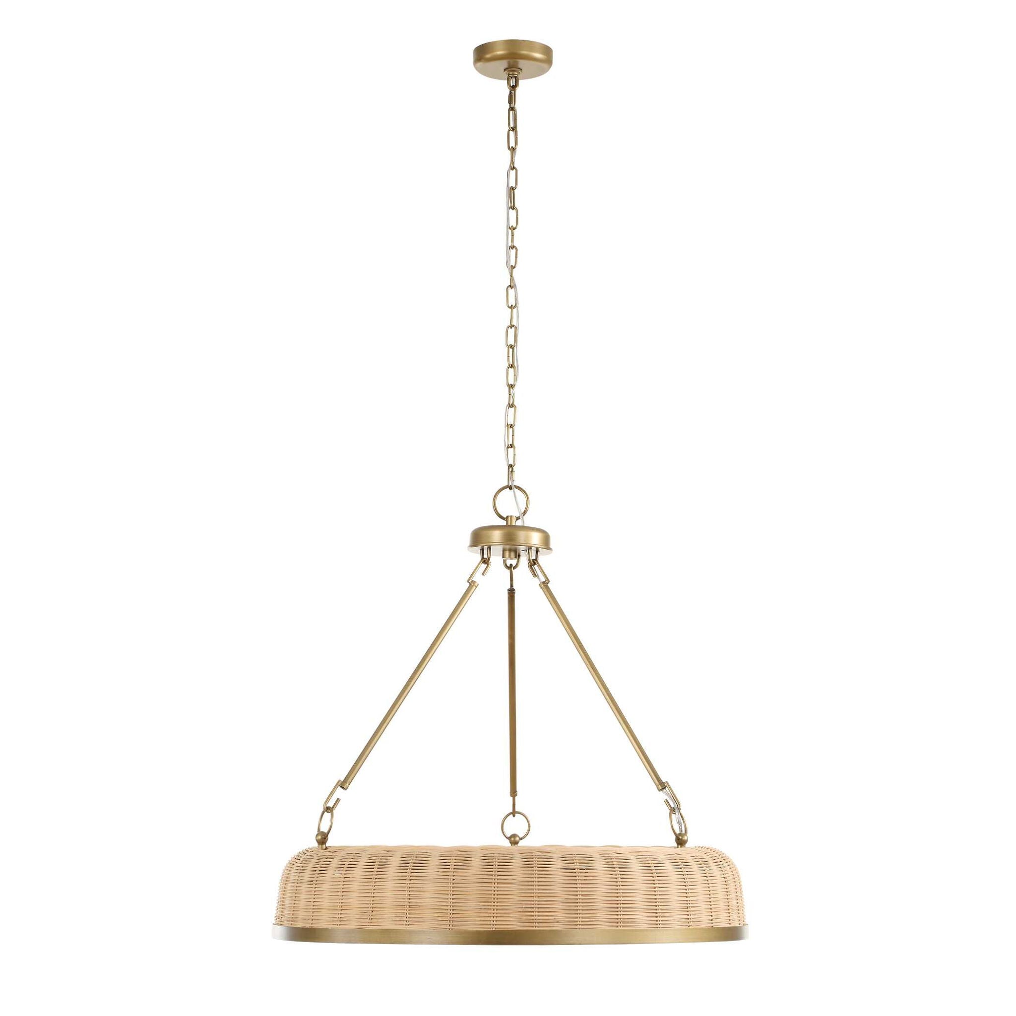 Ladakh - 9 Light Round Wicker Pendant - Gold