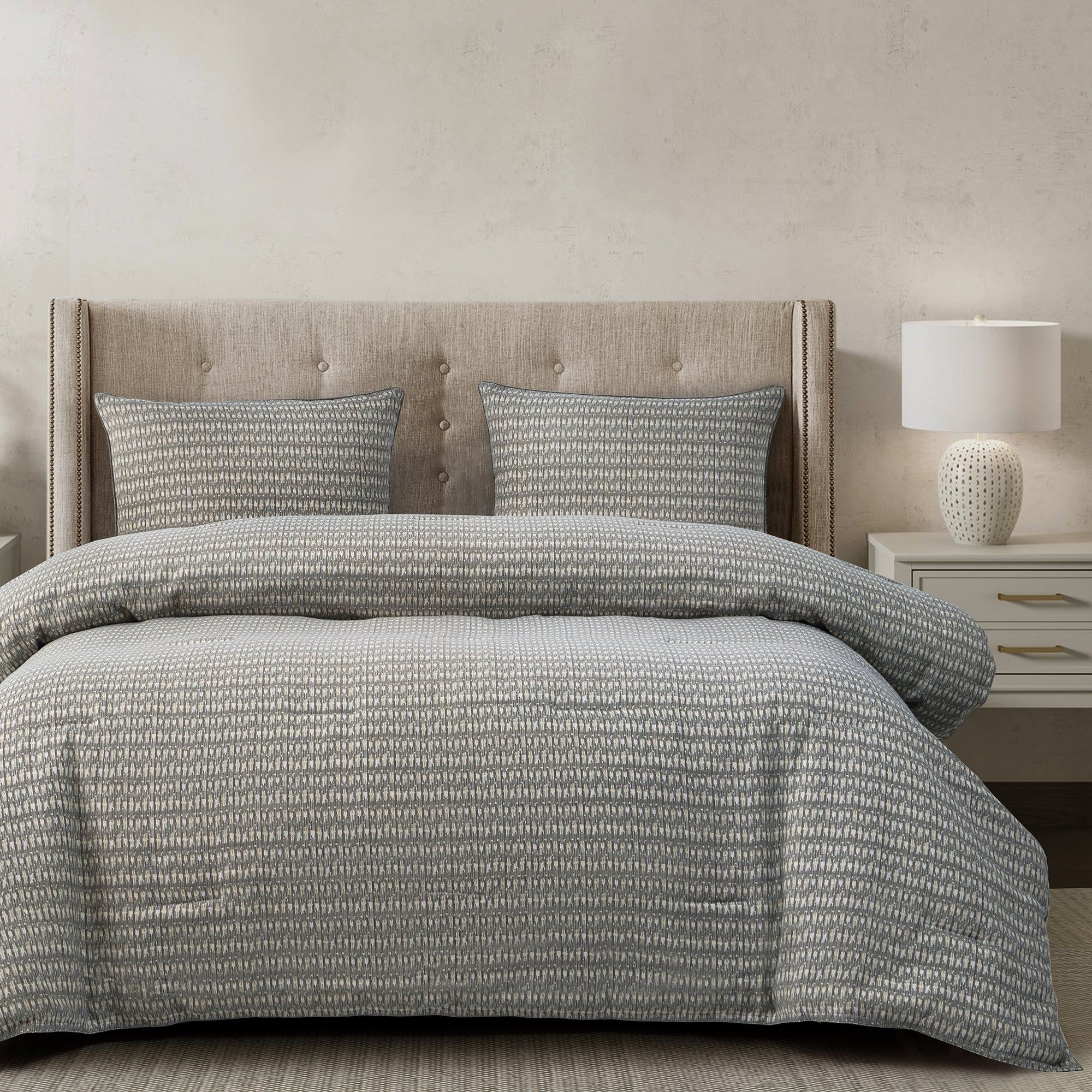 Fenton - King Comforter Set (Set of 3) - Taupe / Gray / Cream