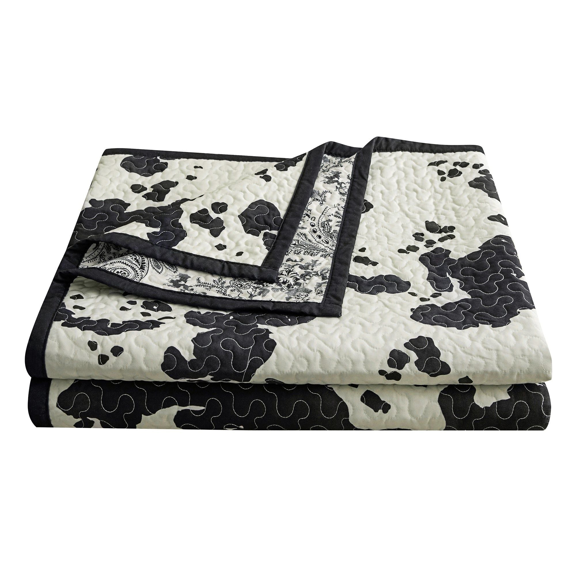 Clara - Twin Cowhide Reversible Quilt Set (Set of 2) - Black