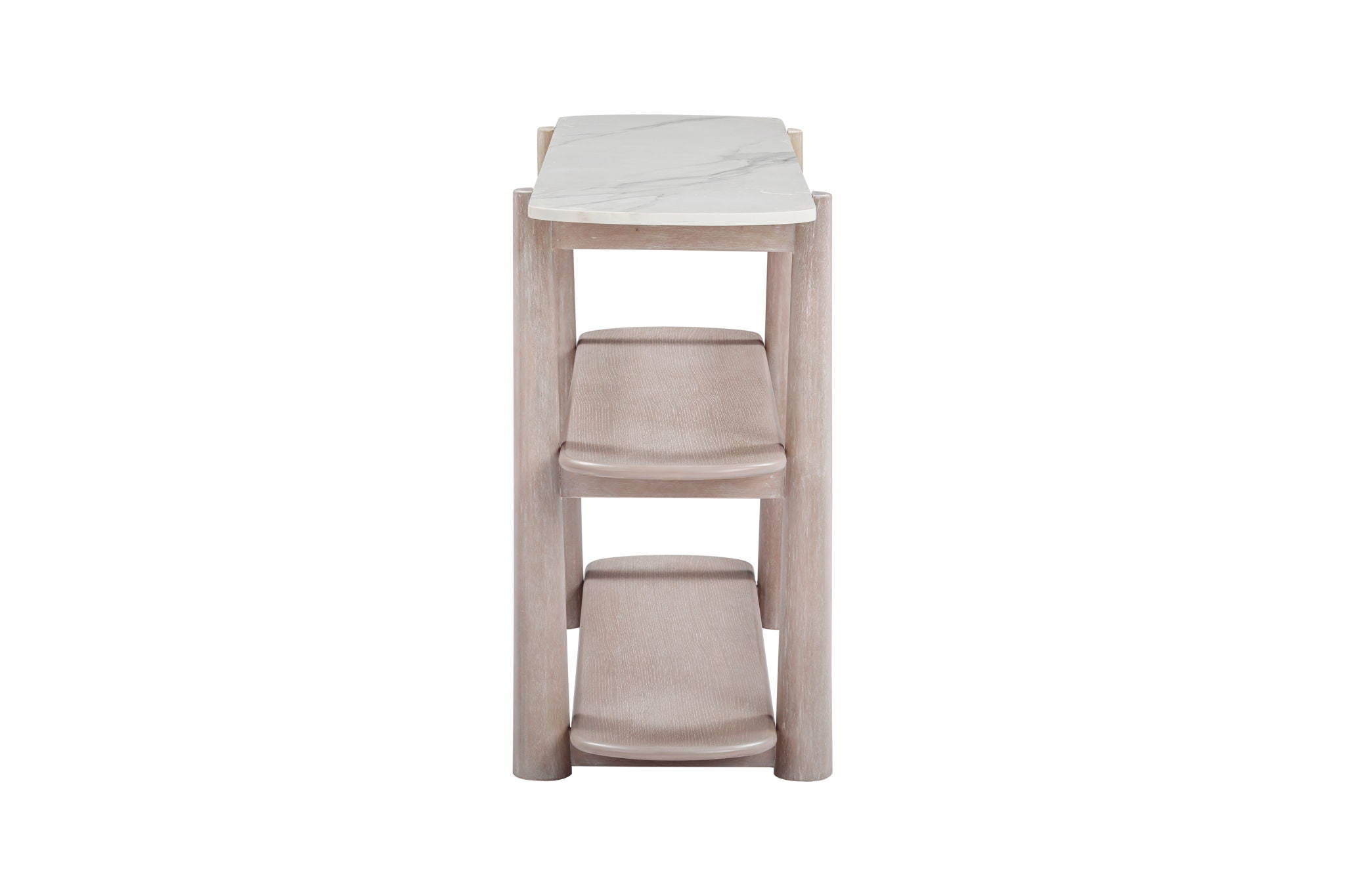 Horizons - Console Table - White Oak / White Marble