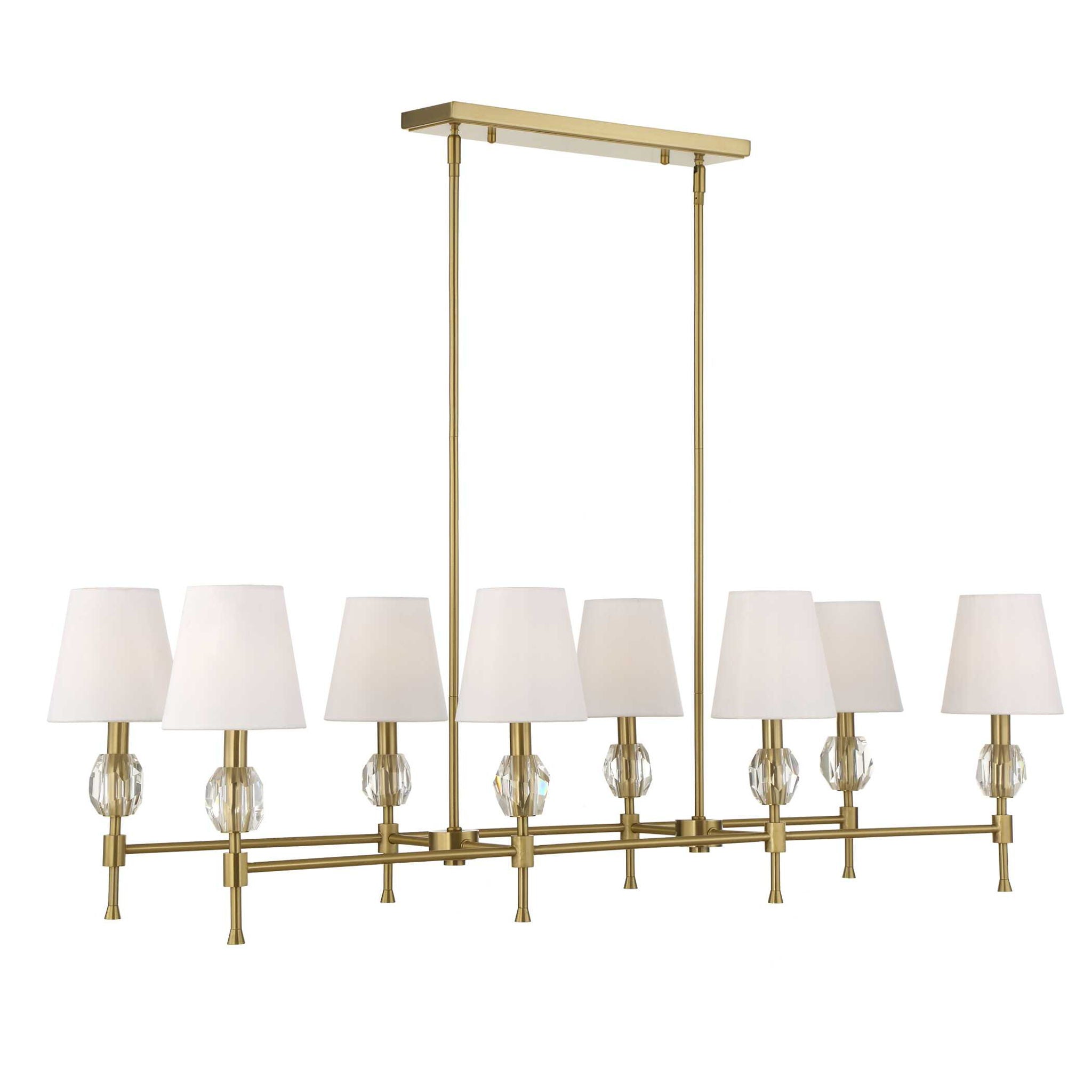 Arques - 8 Light Linear Chandelier - White / Gold