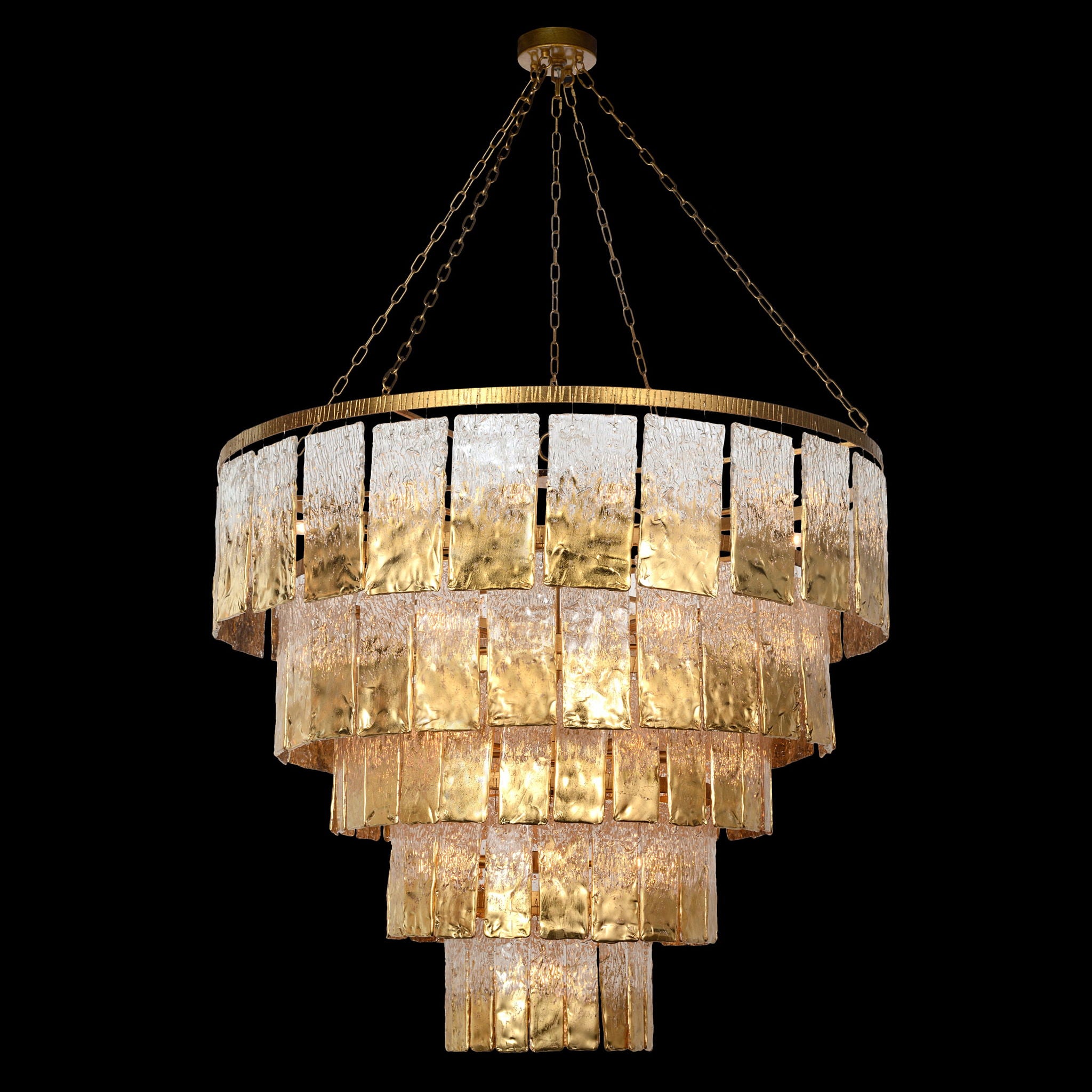 Twilight Twenty-Four-Light Slumped Glass Chandelier, Gold